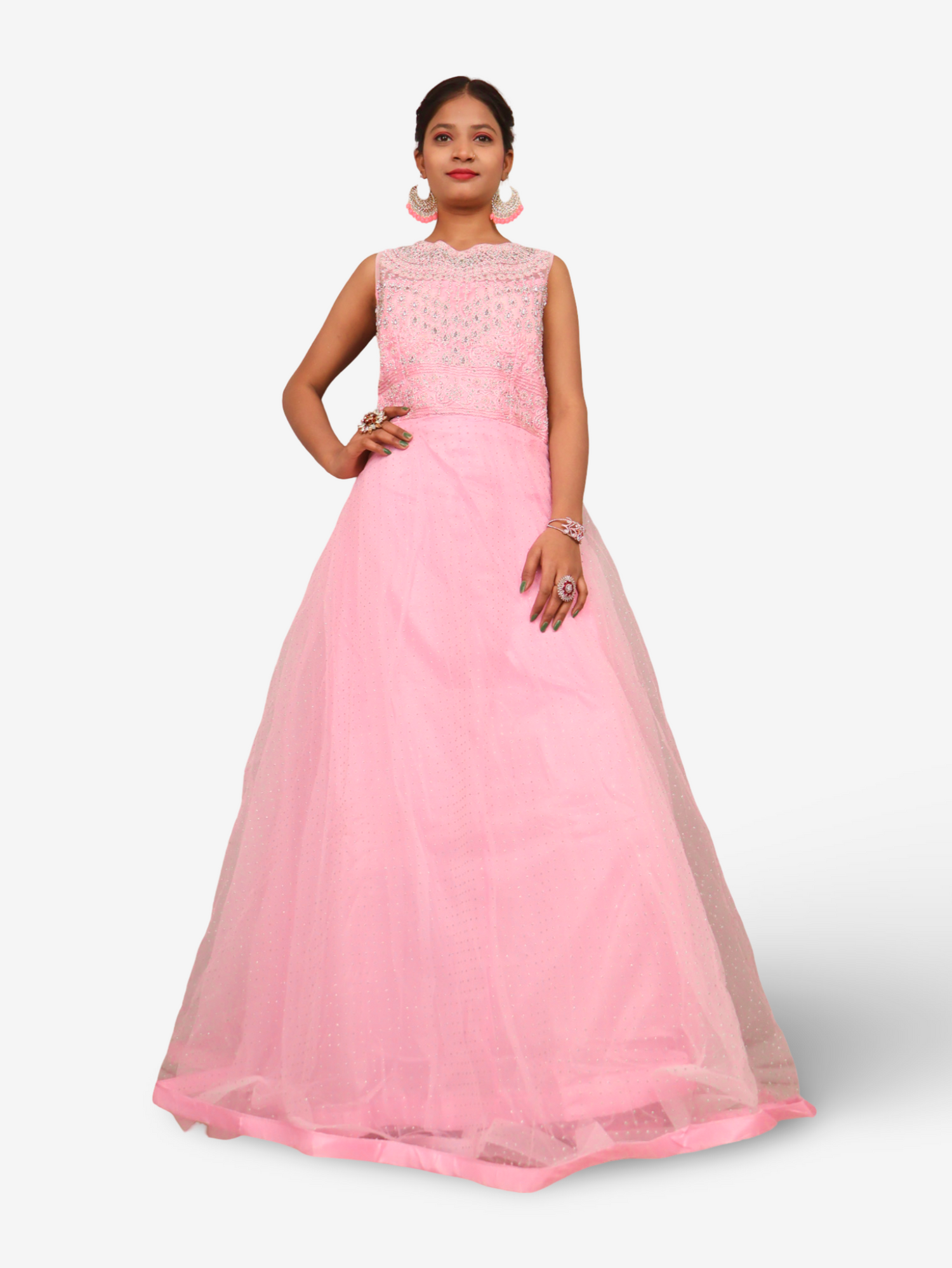 Gown with Embroidery & Glitter Work by Shreekama Lemon Designer Gowns for Party Festival Wedding Occasion in Noida