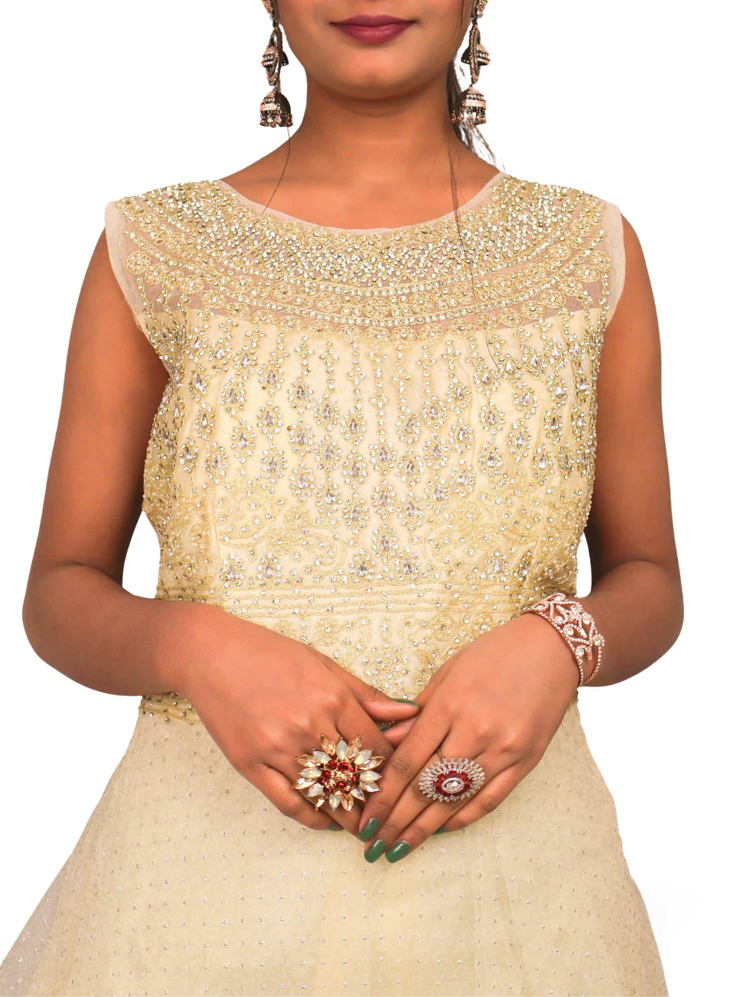 Gown with Embroidery & Glitter Work by Shreekama Lemon Designer Gowns for Party Festival Wedding Occasion in Noida