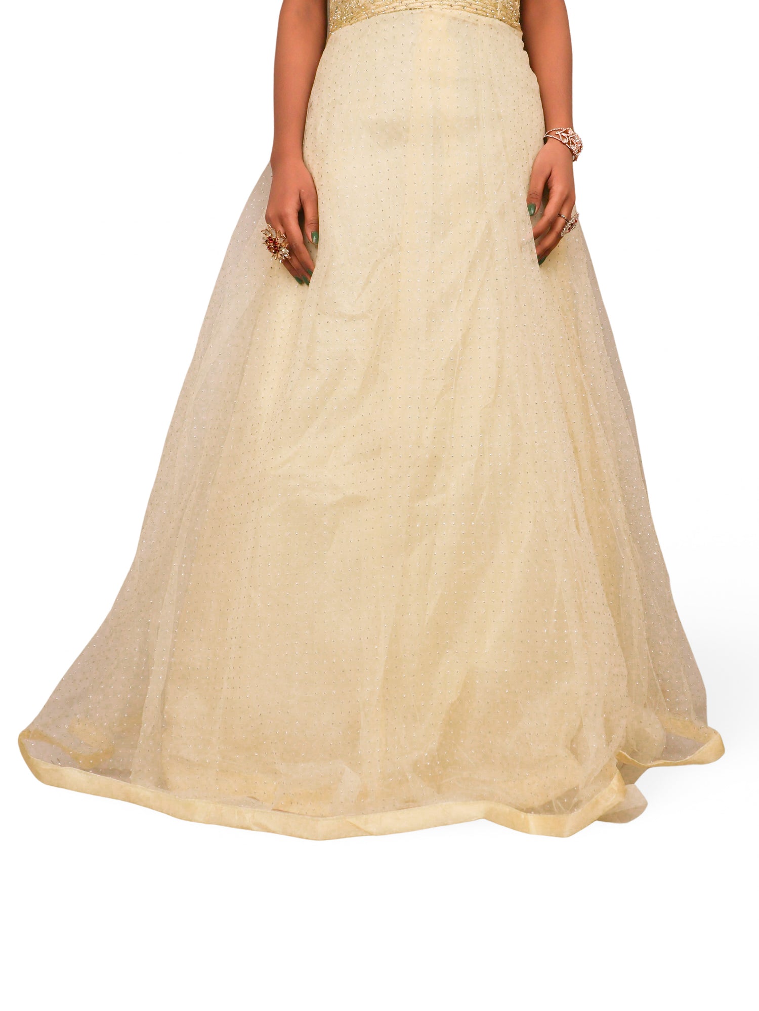 Gown with Embroidery & Glitter Work by Shreekama Lemon Designer Gowns for Party Festival Wedding Occasion in Noida