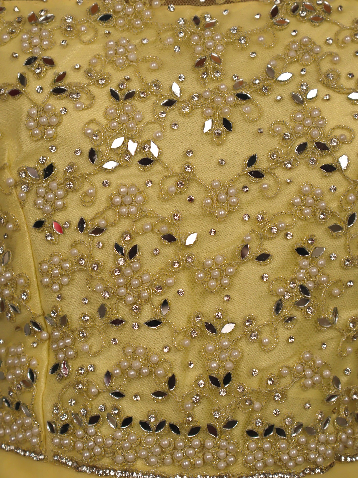 Gown with Pearls & Sequin by Shreekama Lemon Yellow Designer Gowns for Party Festival Wedding Occasion in Noida