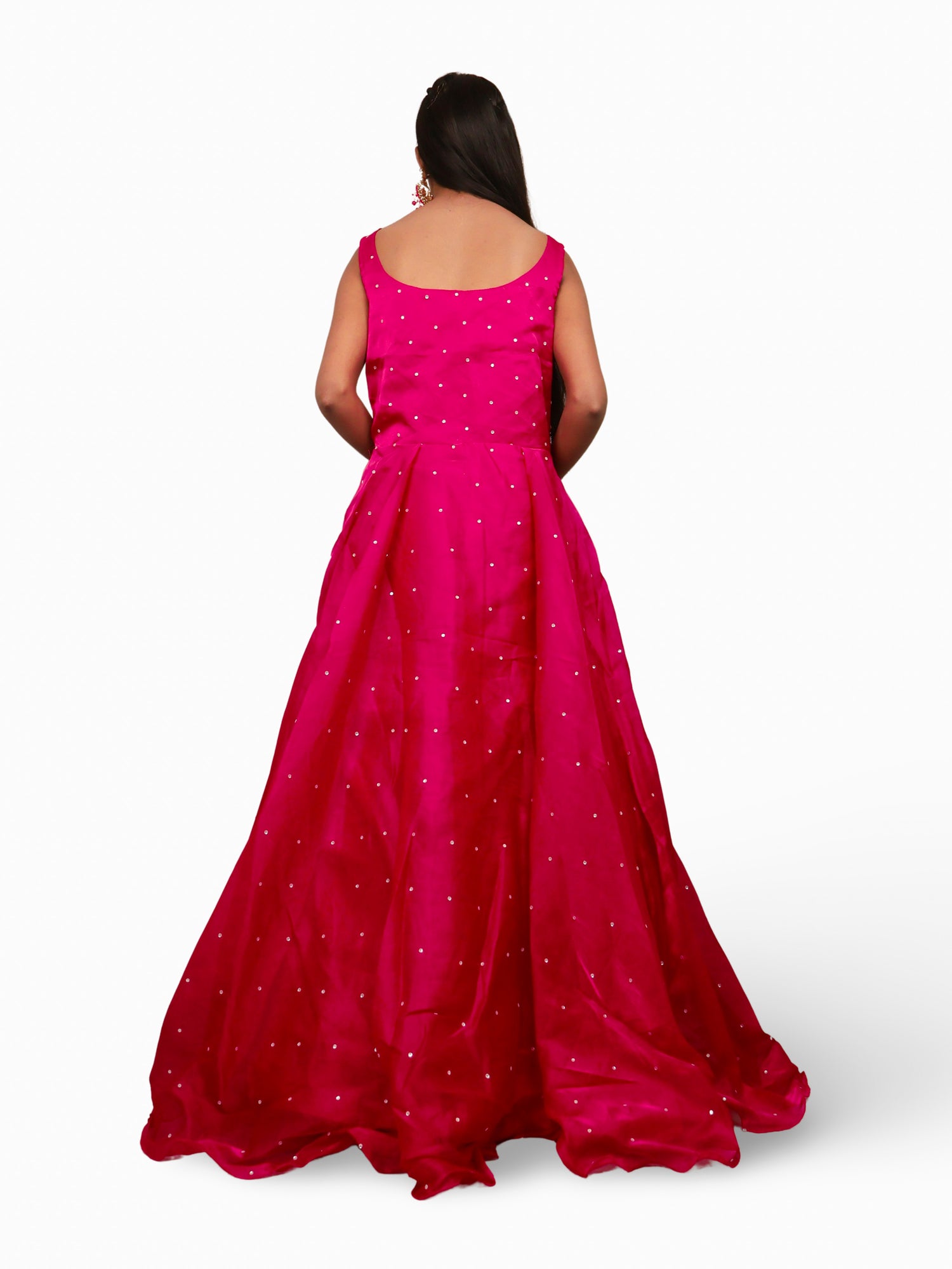 Gown with Sequin & Cut Dana Work by Shreekama Magenta Designer Gowns for Party Festival Wedding Occasion in Noida