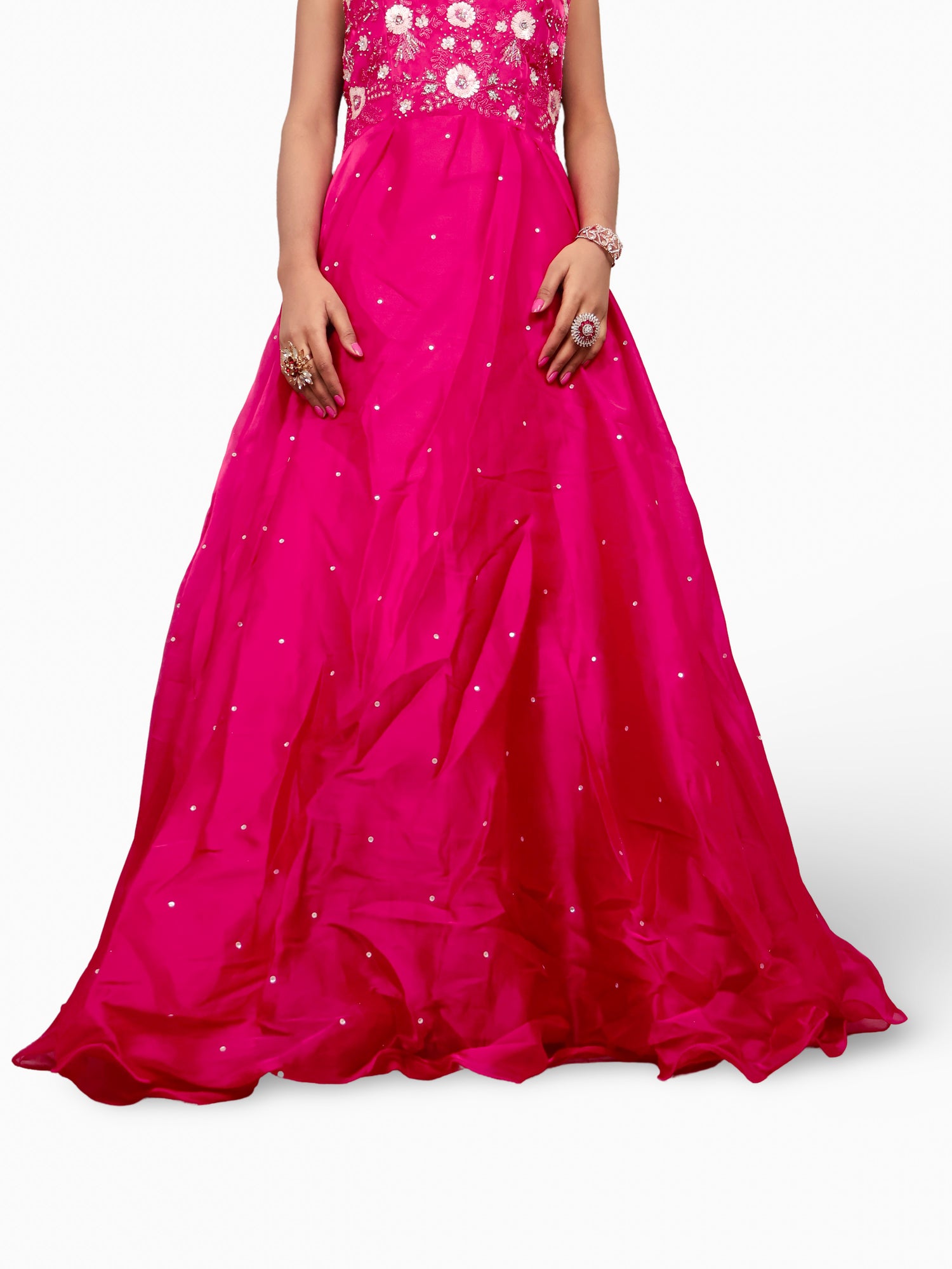 Gown with Sequin & Cut Dana Work by Shreekama Magenta Designer Gowns for Party Festival Wedding Occasion in Noida