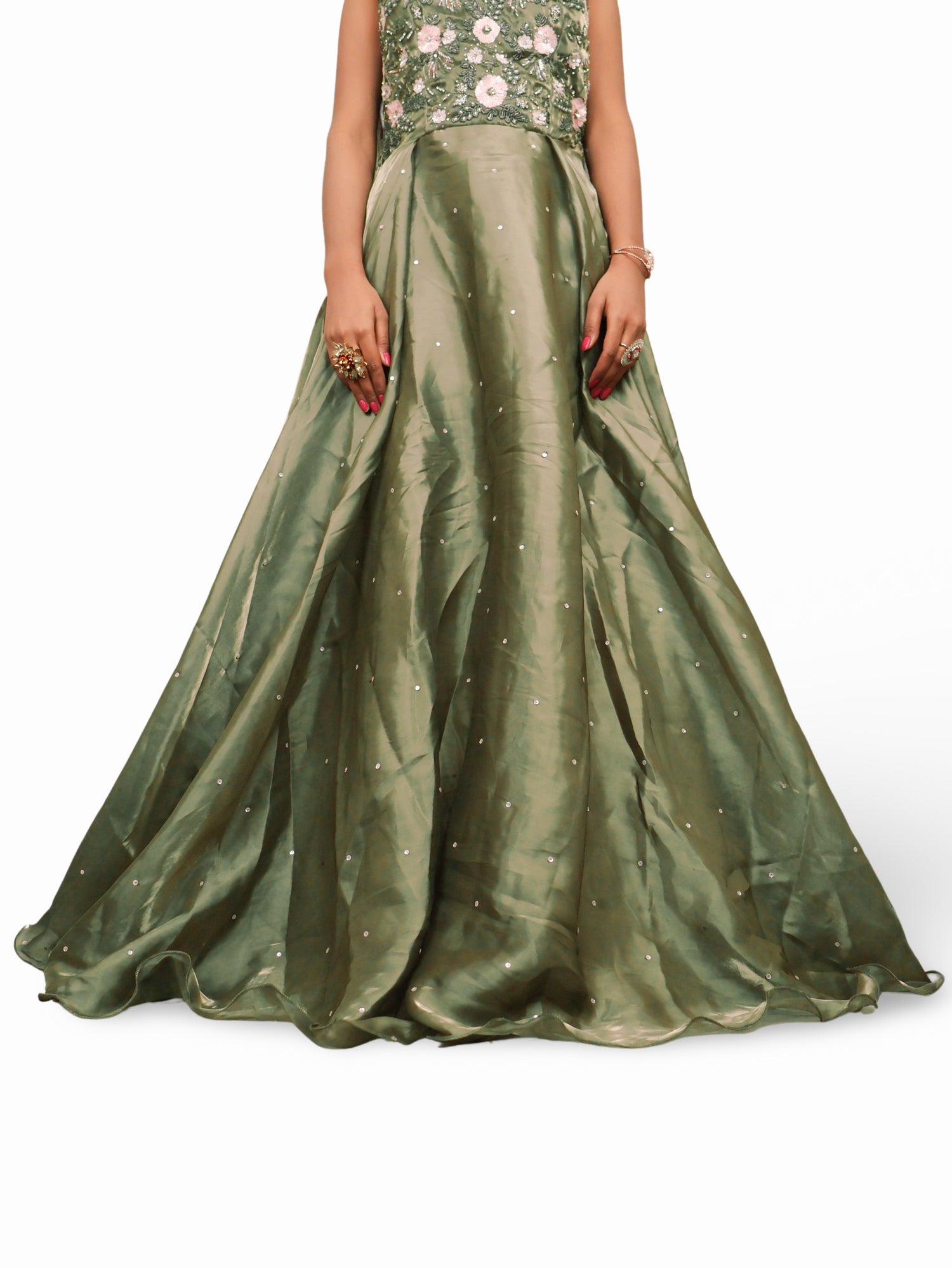 Gown with Sequin & Cut Dana Work by Shreekama Mehandi Designer Gowns for Party Festival Wedding Occasion in Noida