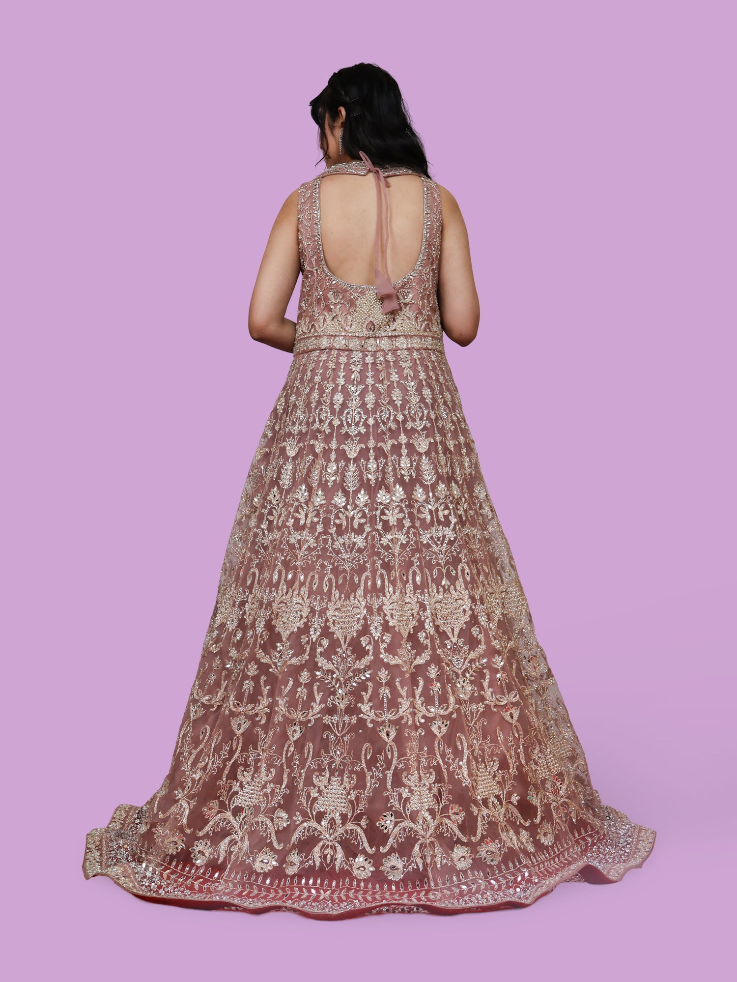 Nude Gown with Stones & Embroidery Work by Shreekama Nude Designer Gowns for Party Festival Wedding Occasion in Noida