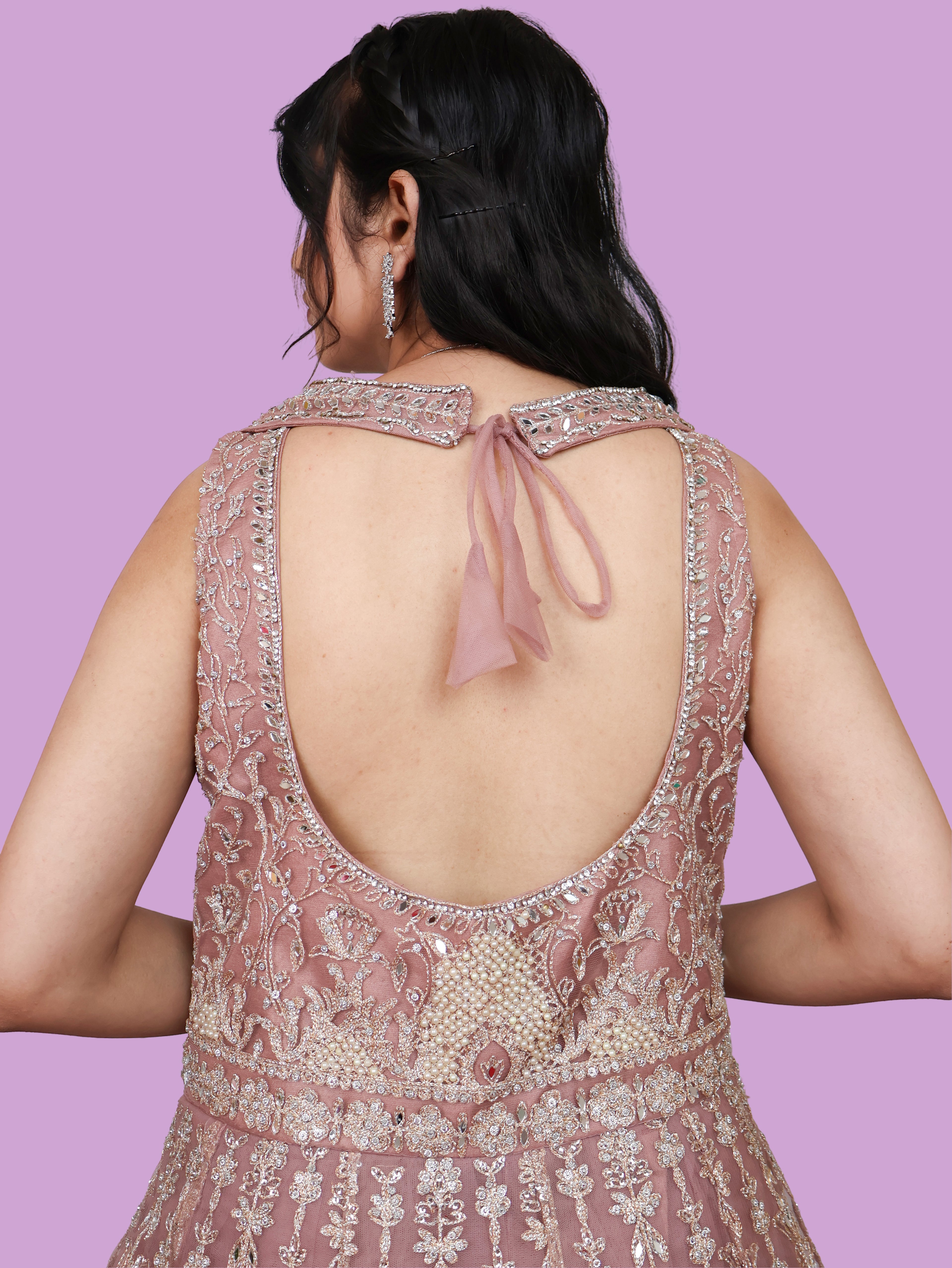 Nude Gown with Stones & Embroidery Work by Shreekama Nude Designer Gowns for Party Festival Wedding Occasion in Noida