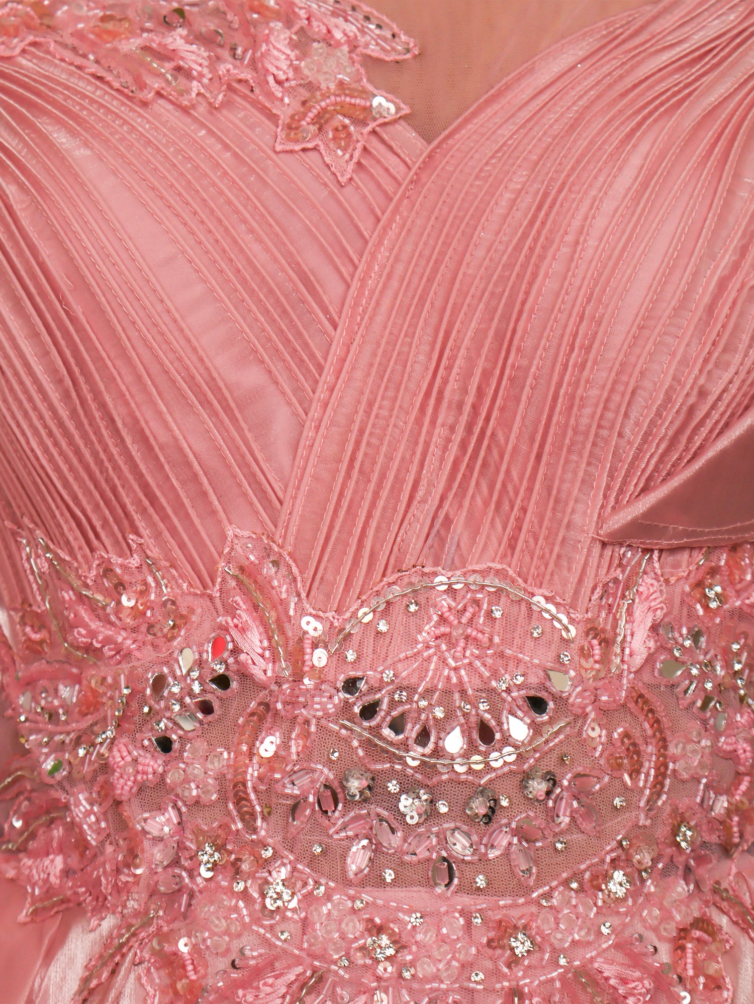 Baby Pink Gown with Mirror & Embroidery Work by Shreekama