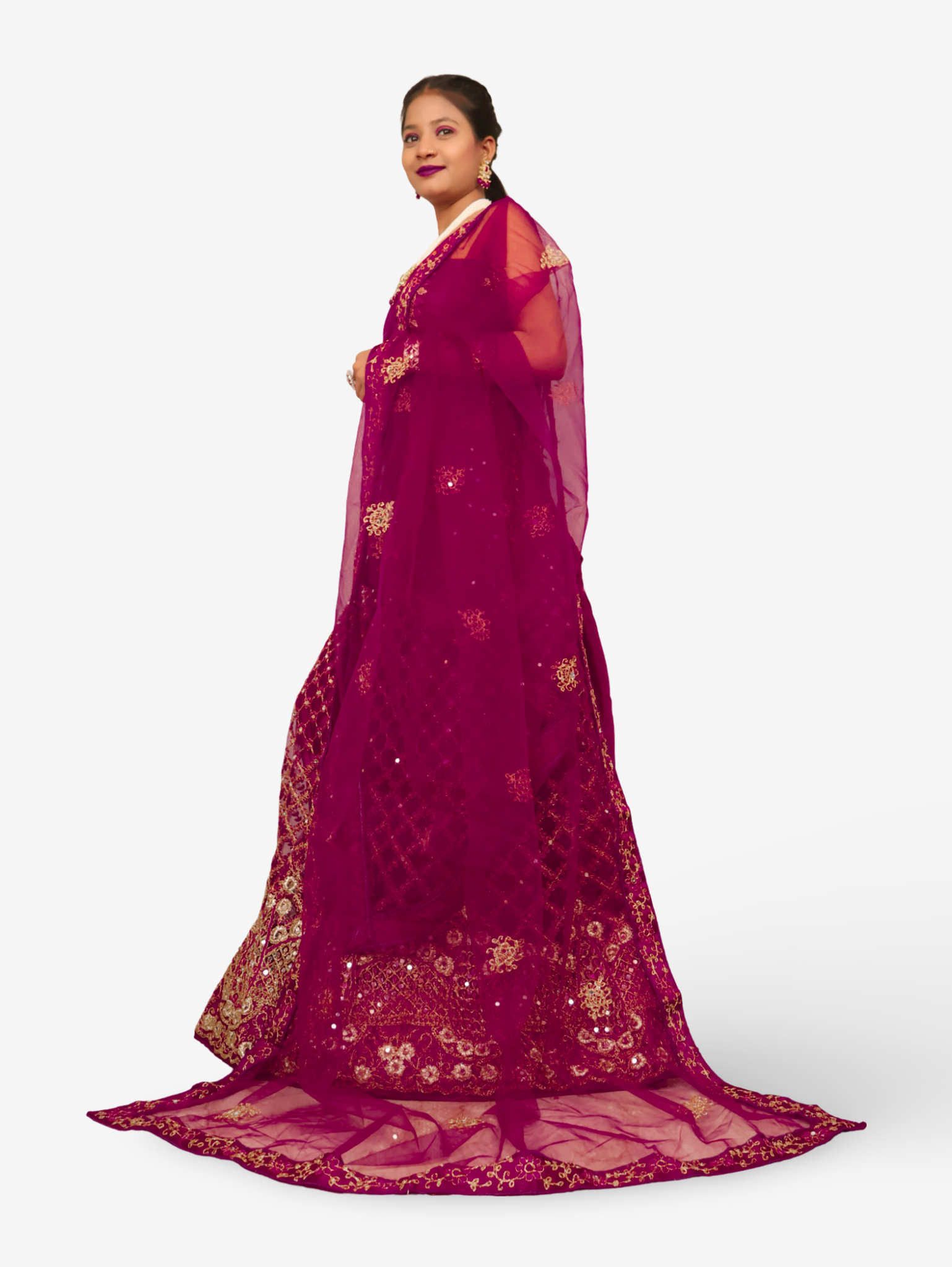 Semi-Stitched Lehenga Embroidery & Zari Thread Work by Shreekama Wine Semi-Stitched Lehenga for Party Festival Wedding Occasion in Noida