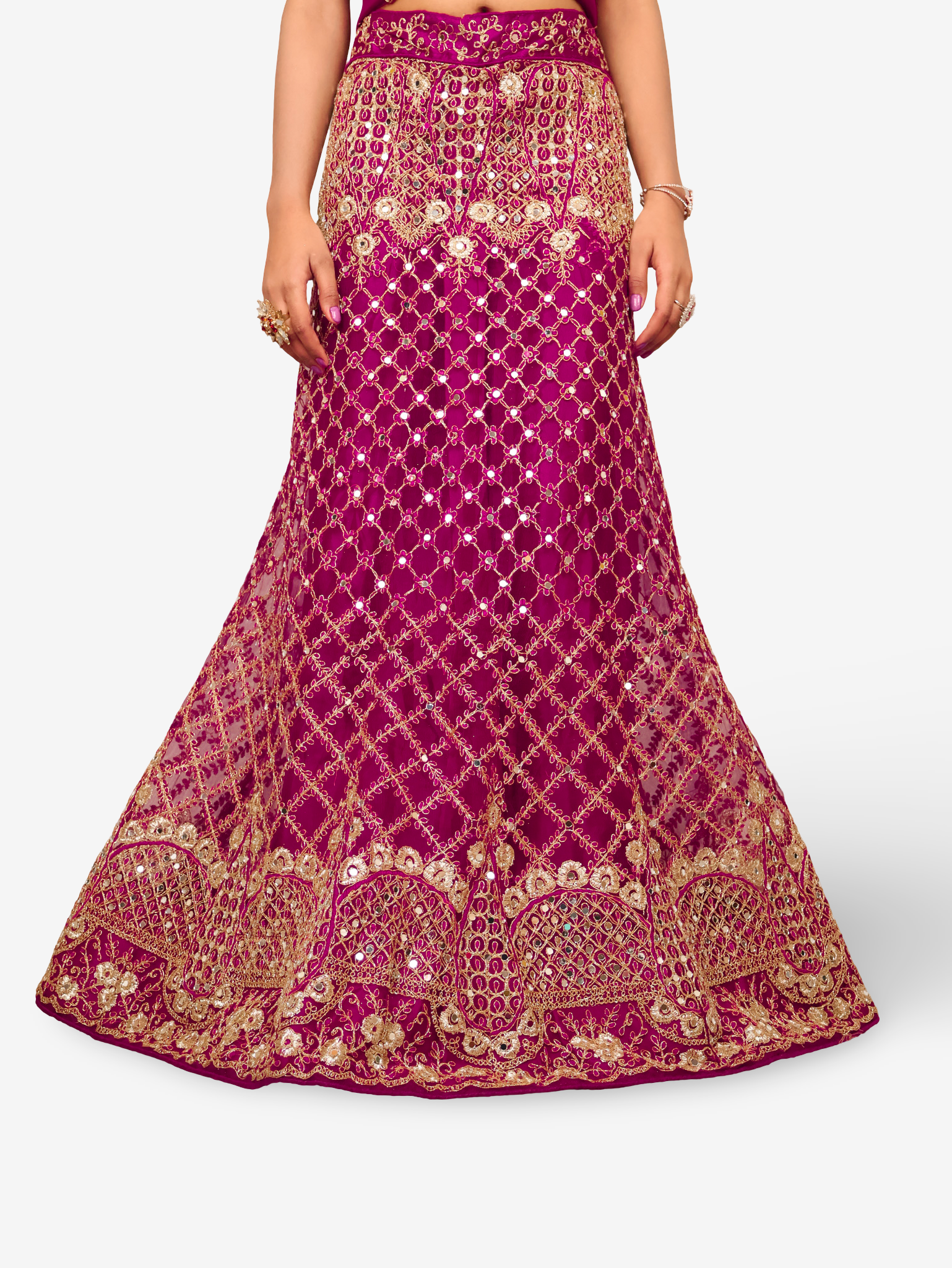 Semi-Stitched Lehenga Embroidery & Zari Thread Work by Shreekama Wine Semi-Stitched Lehenga for Party Festival Wedding Occasion in Noida