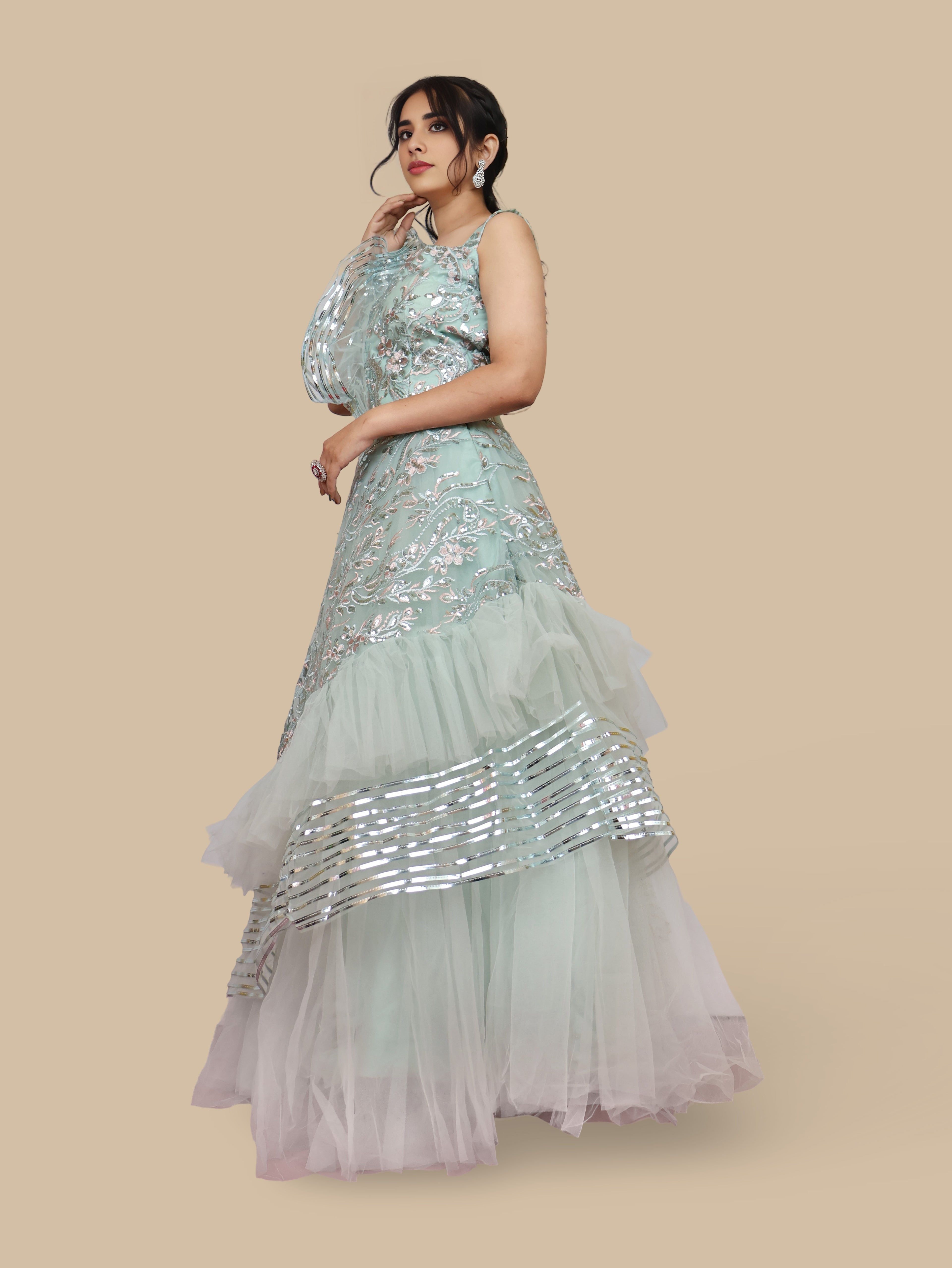 Lehenga Choli with Embroidery & Sequin by Shreekama Pista Green Designer Lehenga for Party Festival Wedding Occasion in Noida