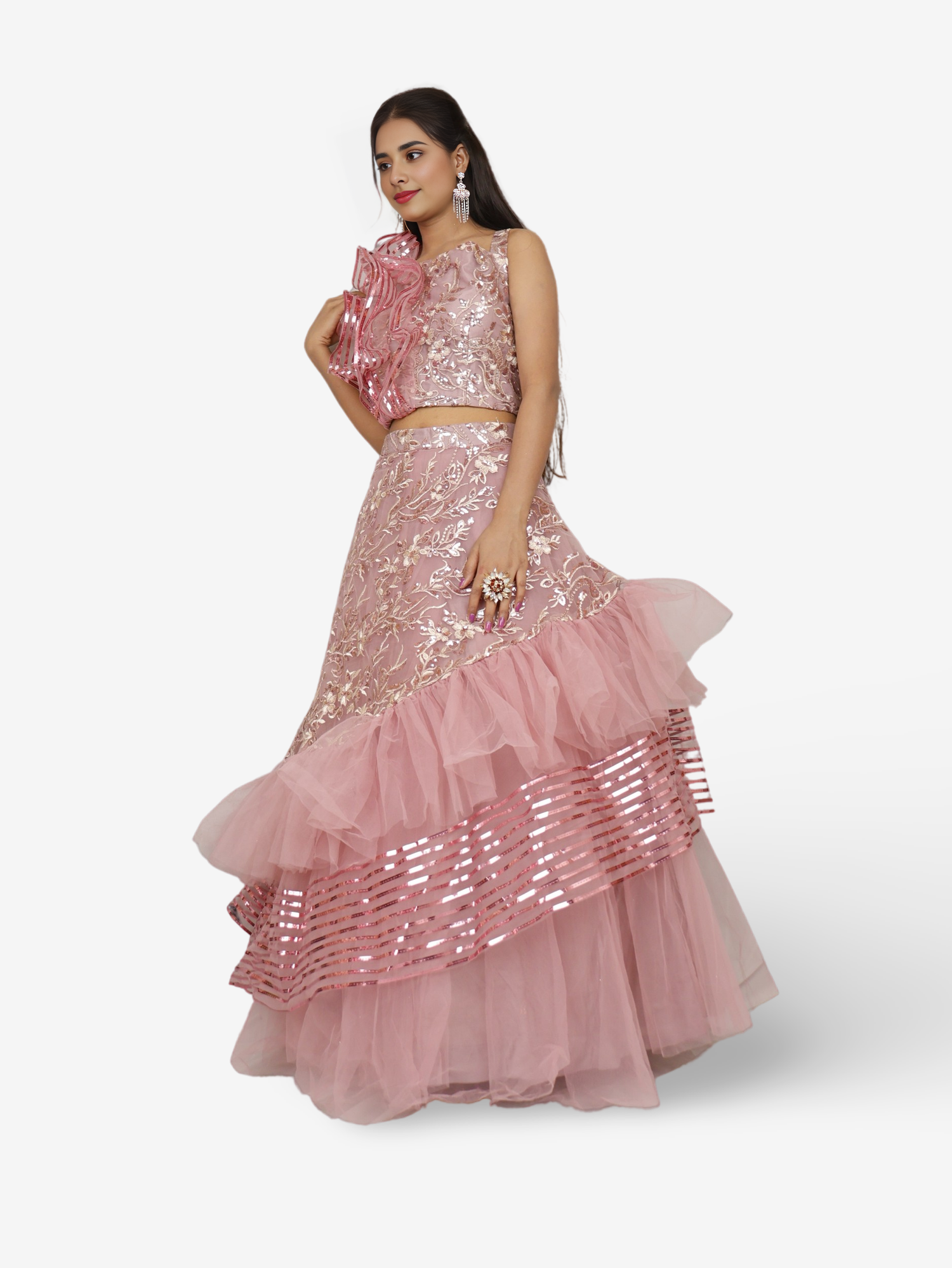 Lehenga Choli with Embroidery & Sequin by Shreekama Onion Designer Lehenga for Party Festival Wedding Occasion in Noida