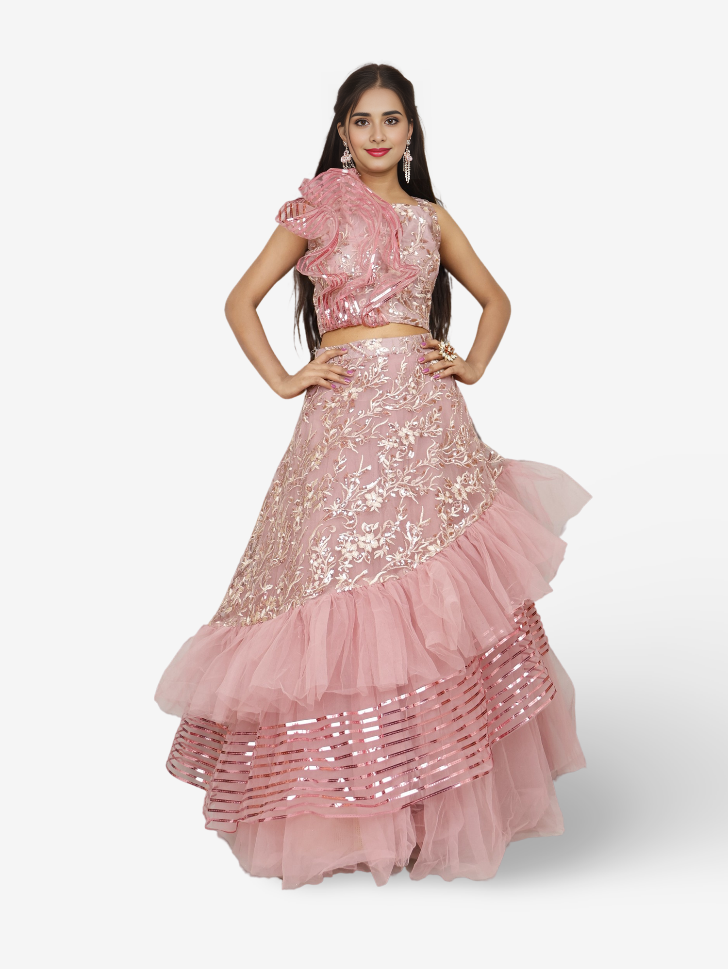 Lehenga Choli with Embroidery & Sequin by Shreekama Onion Designer Lehenga for Party Festival Wedding Occasion in Noida