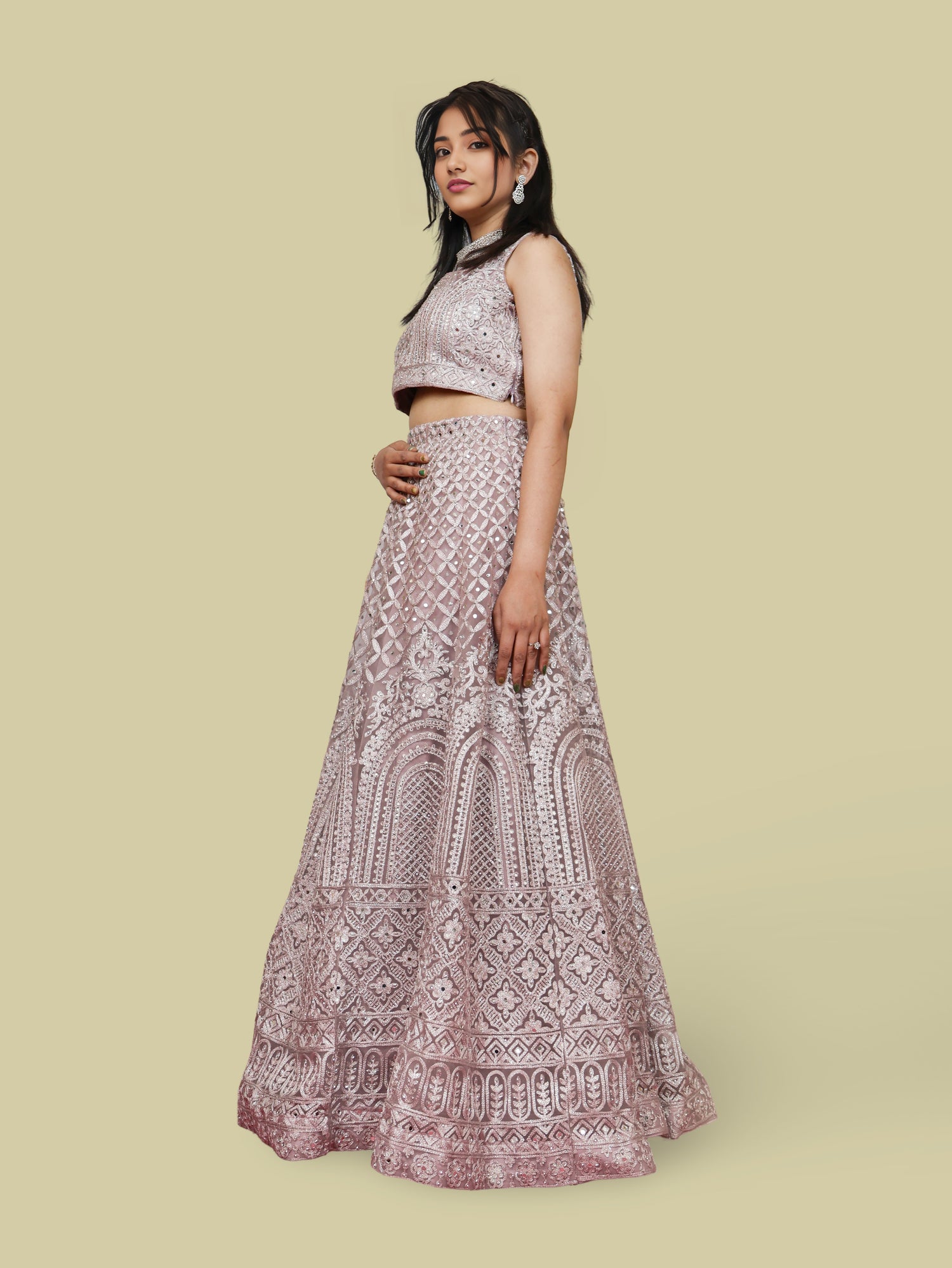 Lehenga Choli Set with Embroidery & Zari Thread Work by Shreekama Pink Designer Lehenga for Party Festival Wedding Occasion in Noida