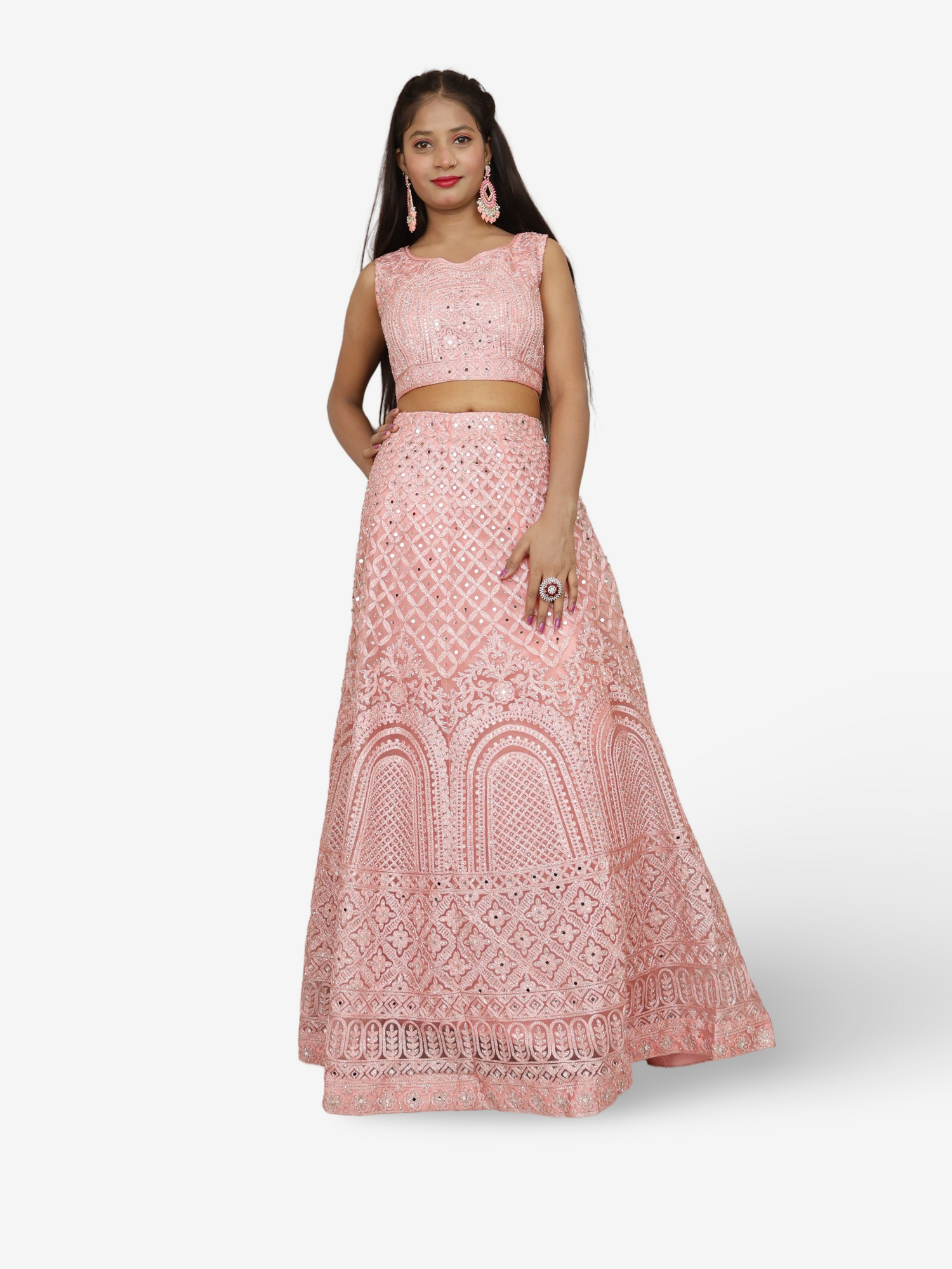 Lehenga Choli Set with Embroidery & Zari Thread Work by Shreekama Pink Designer Lehenga for Party Festival Wedding Occasion in Noida