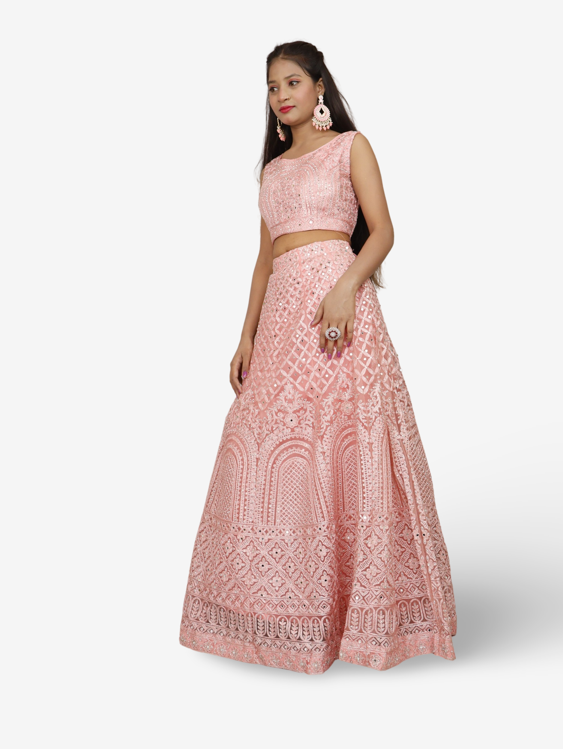 Lehenga Choli Set with Embroidery & Zari Thread Work by Shreekama Pink Designer Lehenga for Party Festival Wedding Occasion in Noida