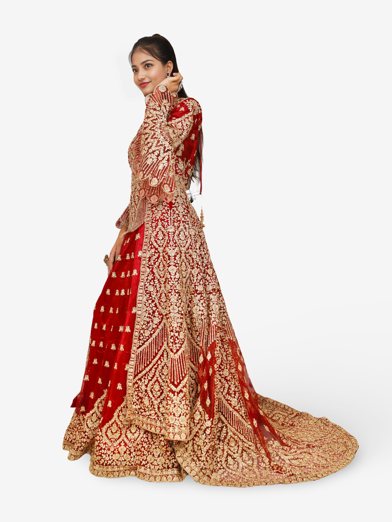 Lehenga Choli Set with Attached Shrug & Zari Thread Work by Shreekama Maroon Designer Lehenga for Party Festival Wedding Occasion in Noida