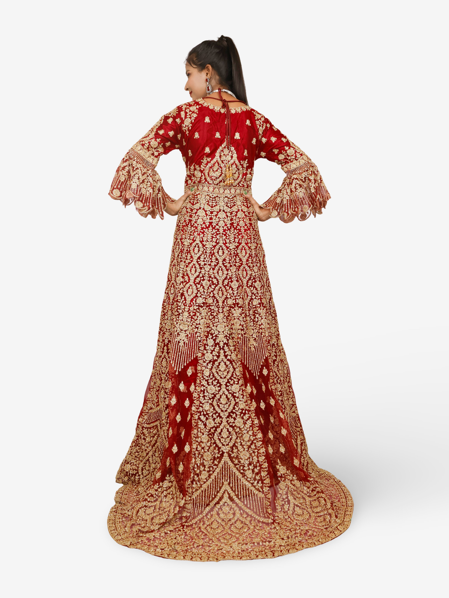 Lehenga Choli Set with Attached Shrug & Zari Thread Work by Shreekama Maroon Designer Lehenga for Party Festival Wedding Occasion in Noida