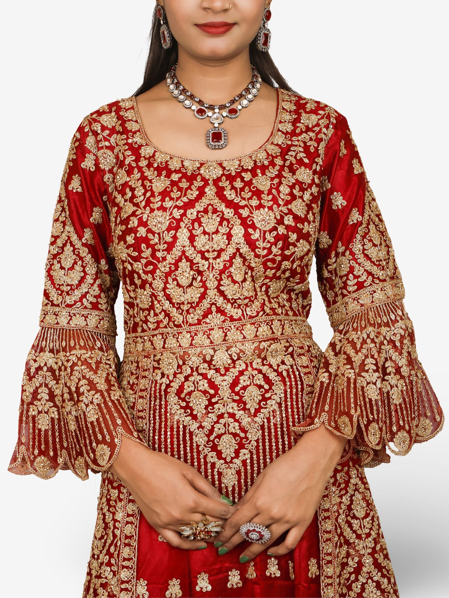 Lehenga Choli Set with Attached Shrug & Zari Thread Work by Shreekama Maroon Designer Lehenga for Party Festival Wedding Occasion in Noida