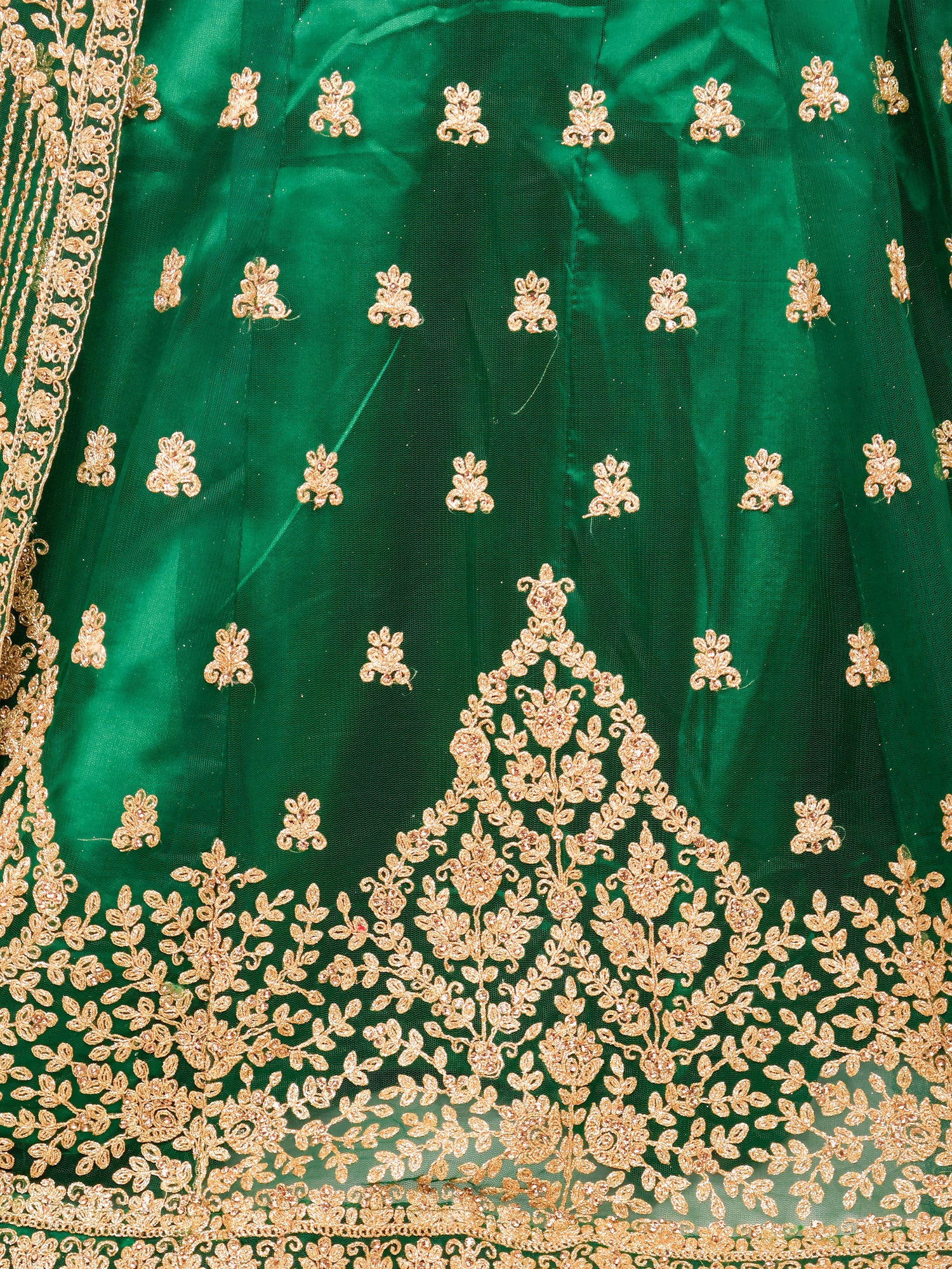 Lehenga Choli Set with Attached Shrug & Zari Thread Work by Shreekama Royal Green Designer Lehenga for Party Festival Wedding Occasion in Noida