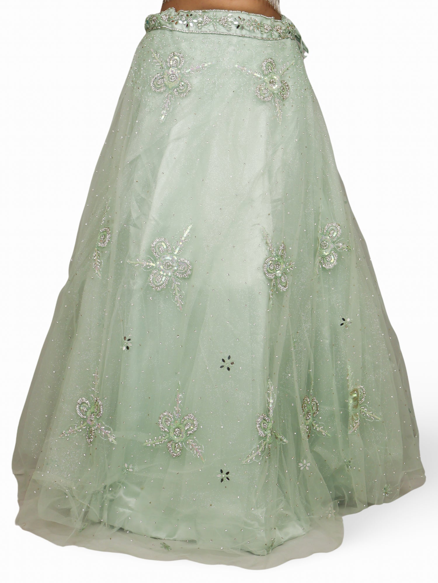 Lehenga Choli Set with Mirror Stones & Sequin by Shreekama Mint Green Designer Lehenga for Party Festival Wedding Occasion in Noida