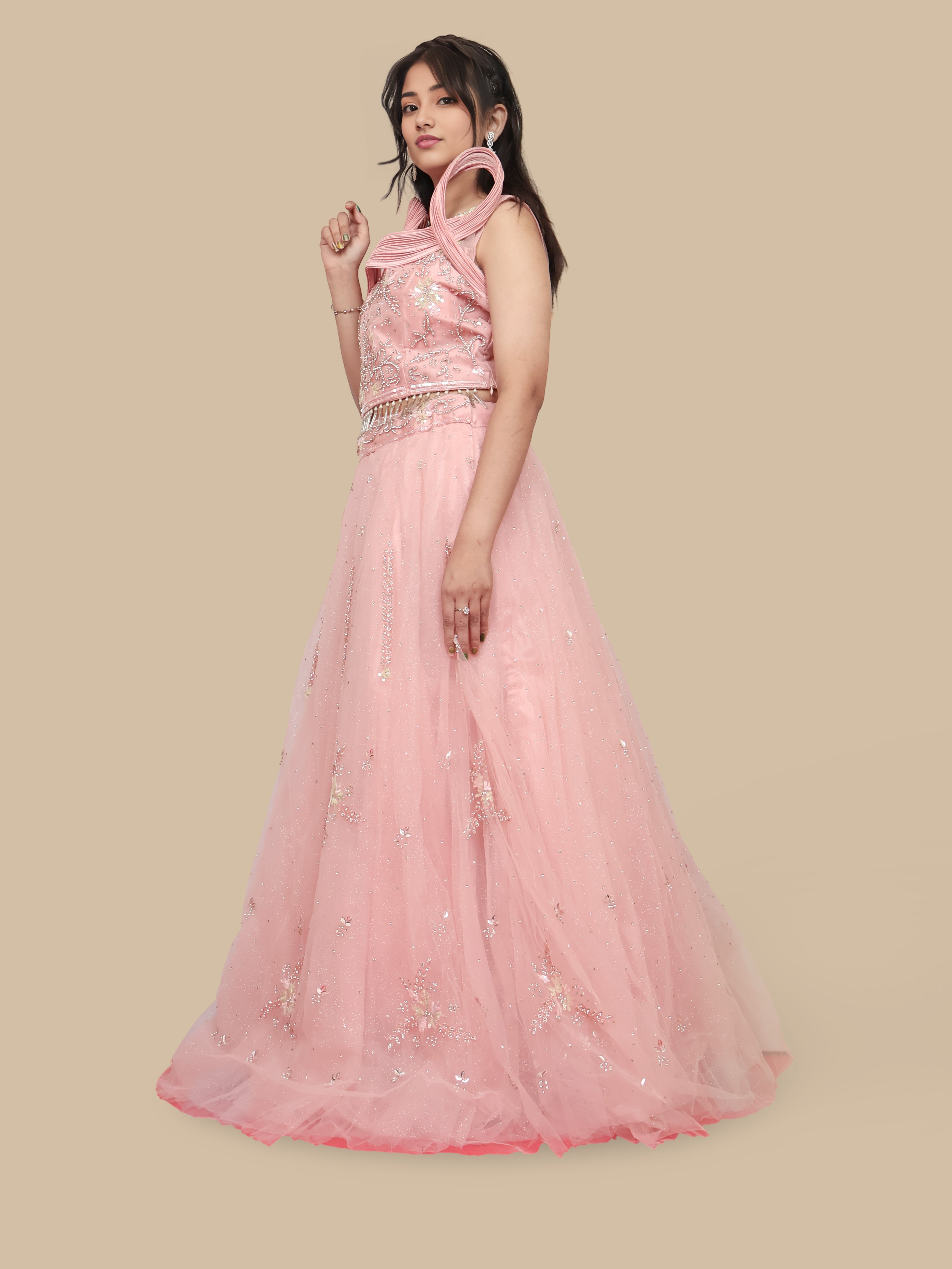 Onion Lehenga Choli Set with Stone & Sequin by Shreekama Onion Designer Lehenga for Party Festival Wedding Occasion in Noida