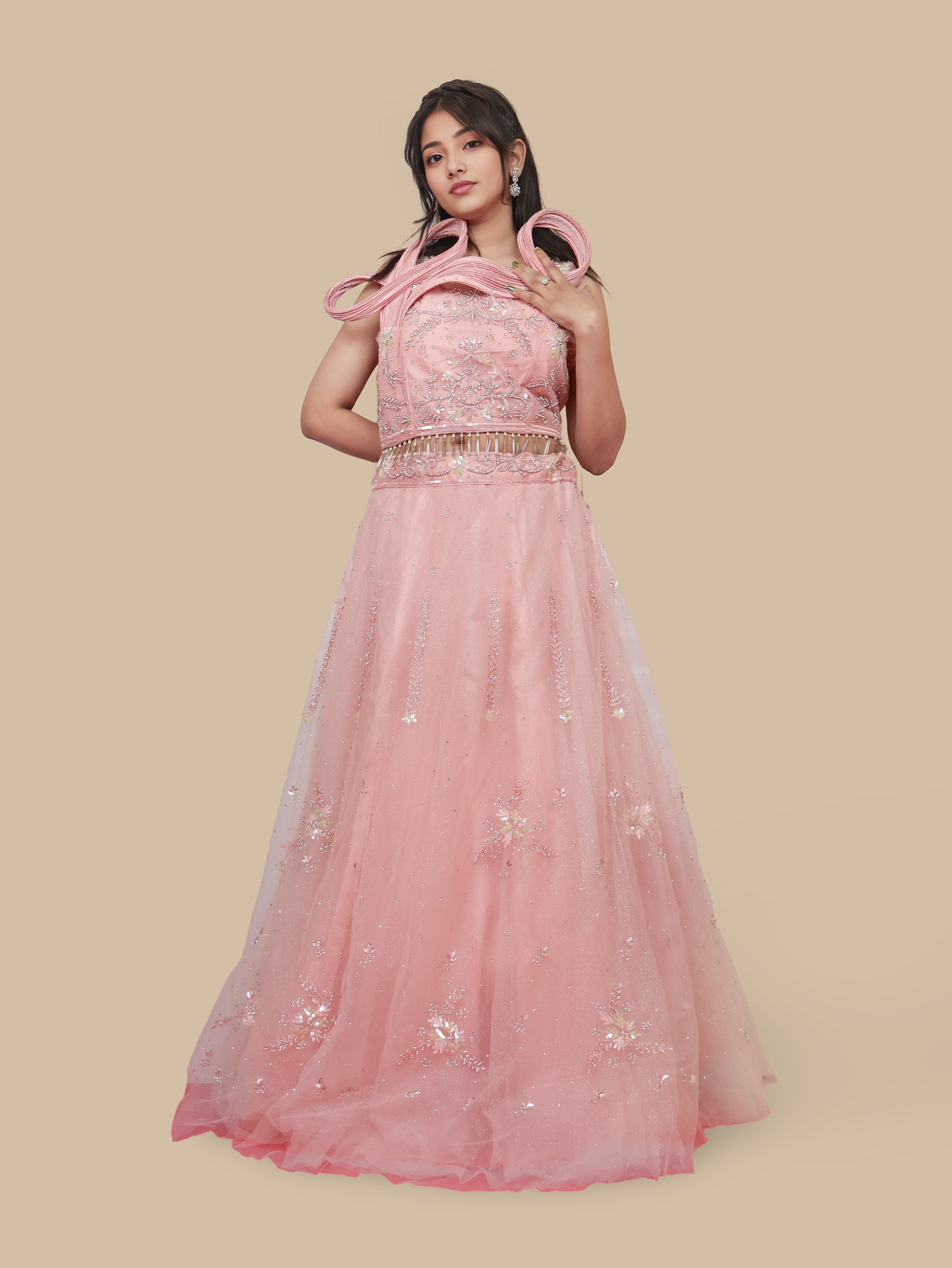 Onion Lehenga Choli Set with Stone & Sequin by Shreekama Onion Designer Lehenga for Party Festival Wedding Occasion in Noida