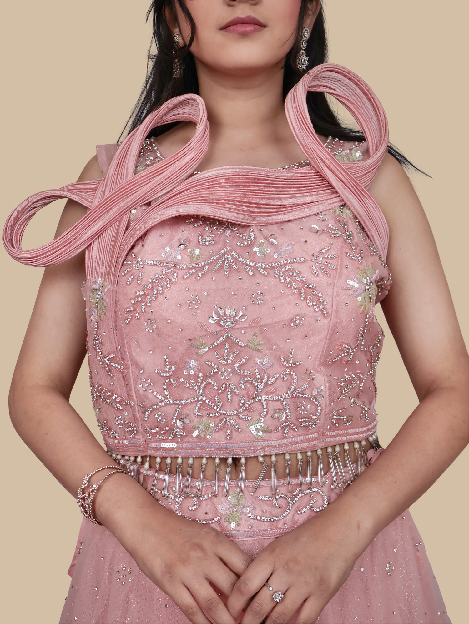 Onion Lehenga Choli Set with Stone & Sequin by Shreekama Onion Designer Lehenga for Party Festival Wedding Occasion in Noida