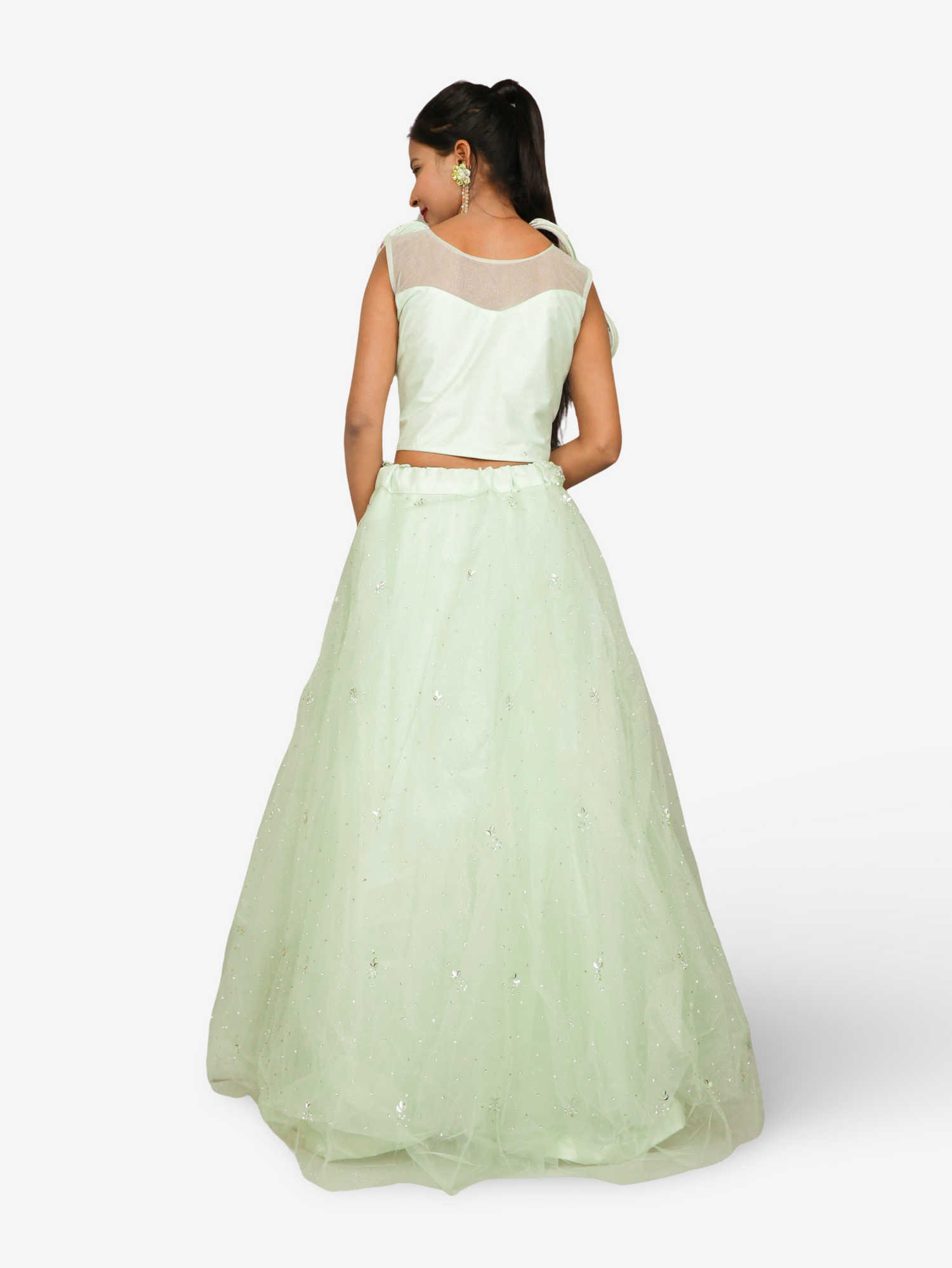 Pista Green Lehenga Choli Set with Stone & Sequin by Shreekama Pista Green Designer Lehenga for Party Festival Wedding Occasion in Noida