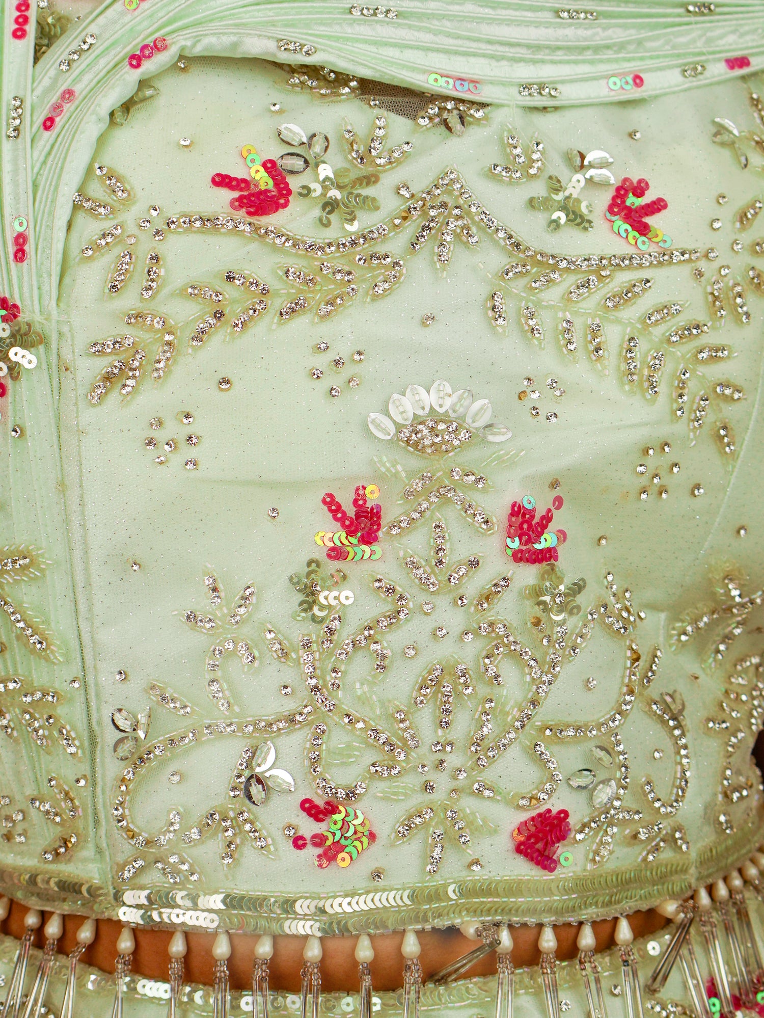 Pista Green Lehenga Choli Set with Stone & Sequin by Shreekama Pista Green Designer Lehenga for Party Festival Wedding Occasion in Noida