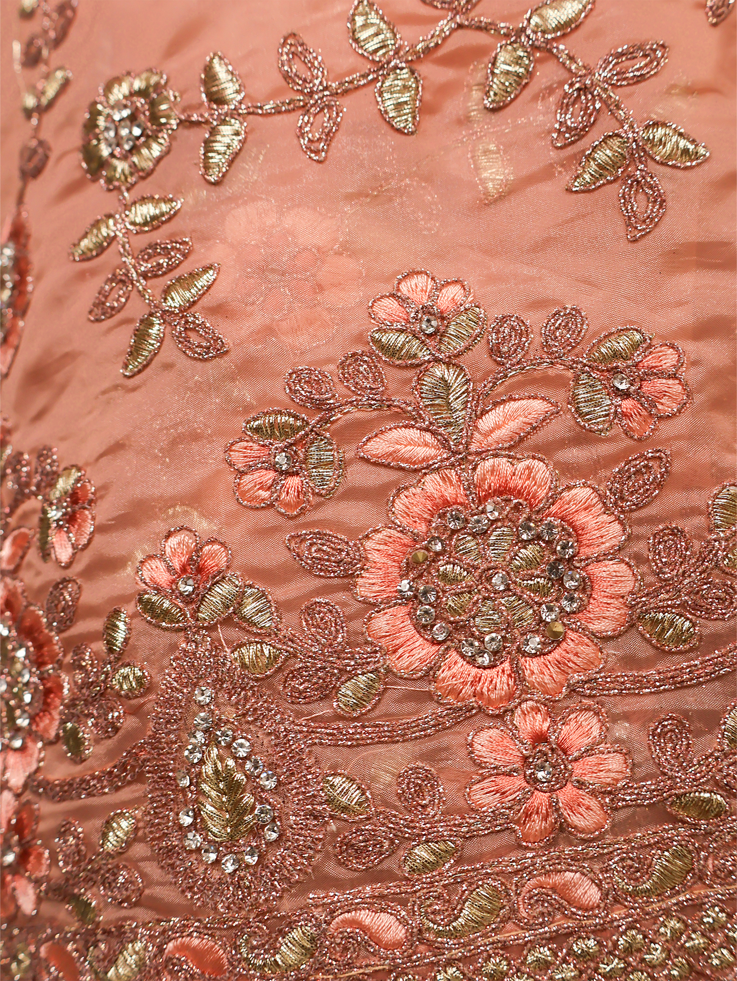 Designer Saree with Stone & Heavy Embroidery Work by Shreekama Peach Designer Sarees for Party Festival Wedding Occasion in Noida