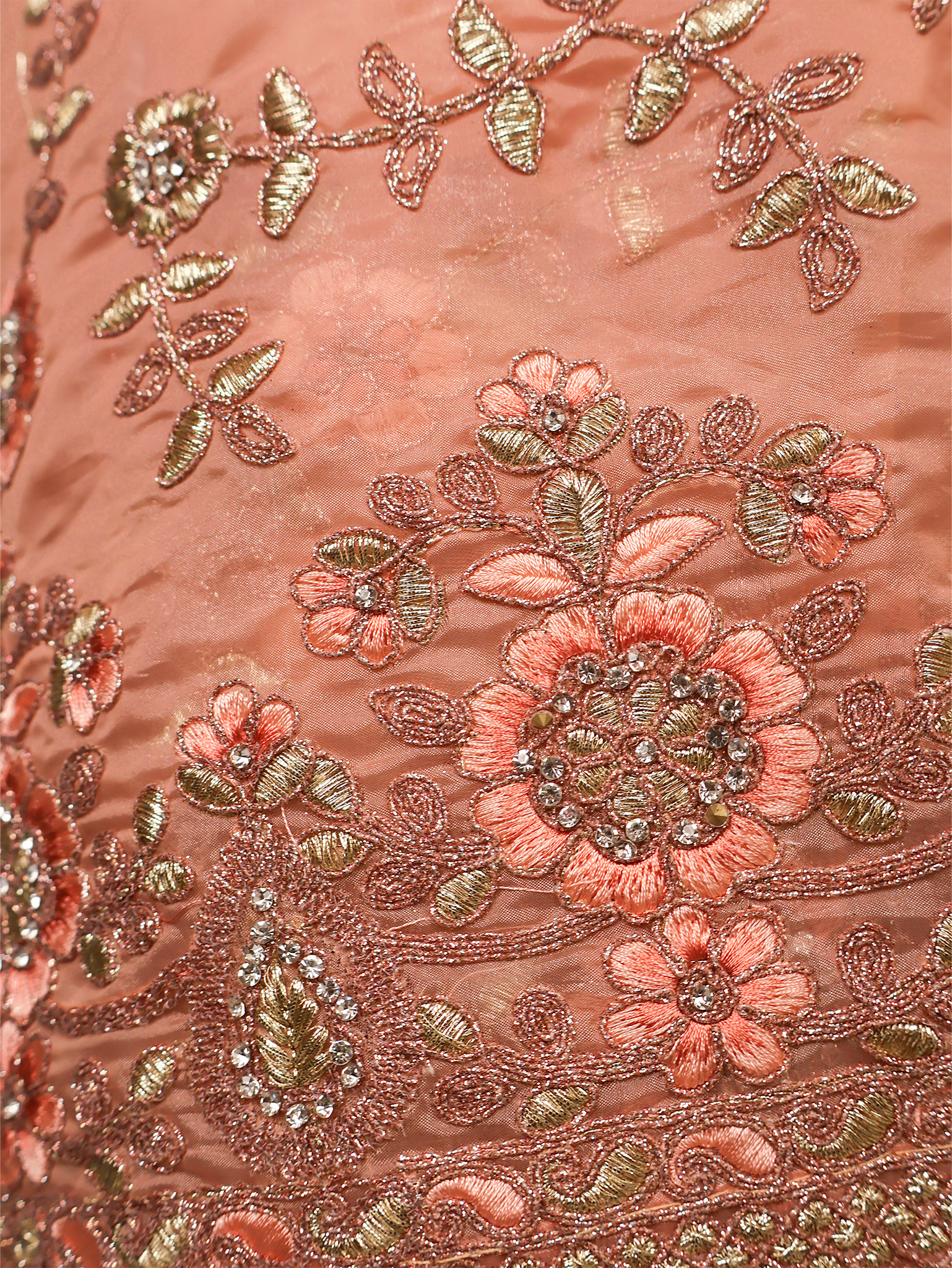 Designer Saree with Stone & Heavy Embroidery Work by Shreekama Peach Designer Sarees for Party Festival Wedding Occasion in Noida