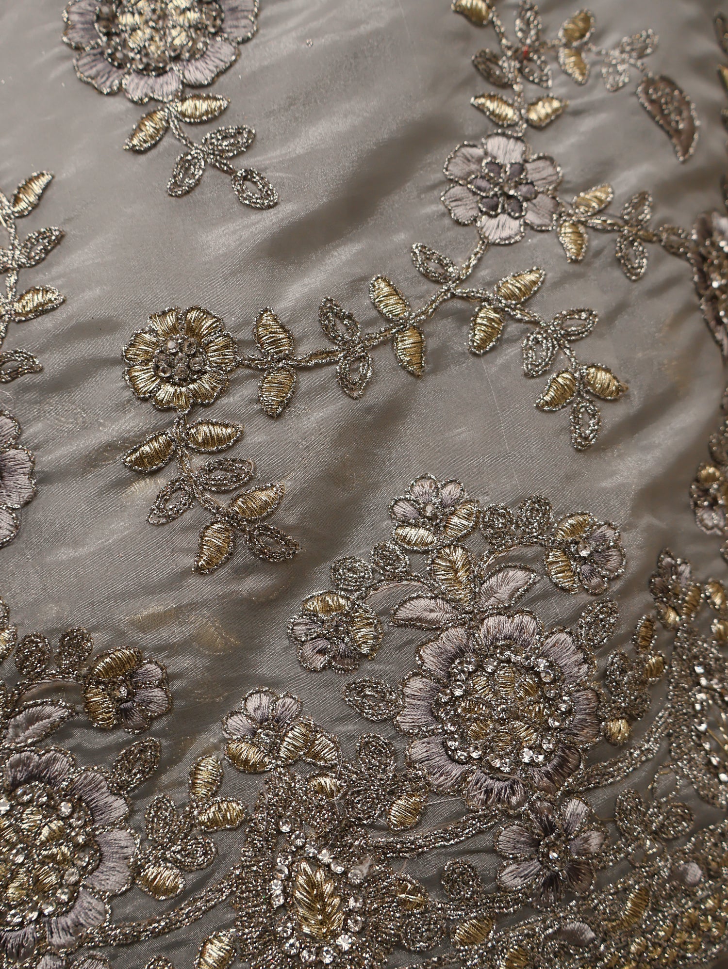 Designer Saree with Stone & Heavy Embroidery Work by Shreekama Grey Designer Sarees for Party Festival Wedding Occasion in Noida