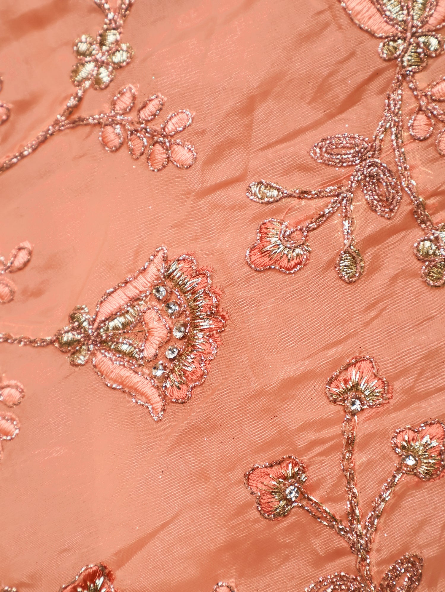 Designer Saree with Stone & Heavy Embroidery Work by Shreekama Peach Designer Sarees for Party Festival Wedding Occasion in Noida