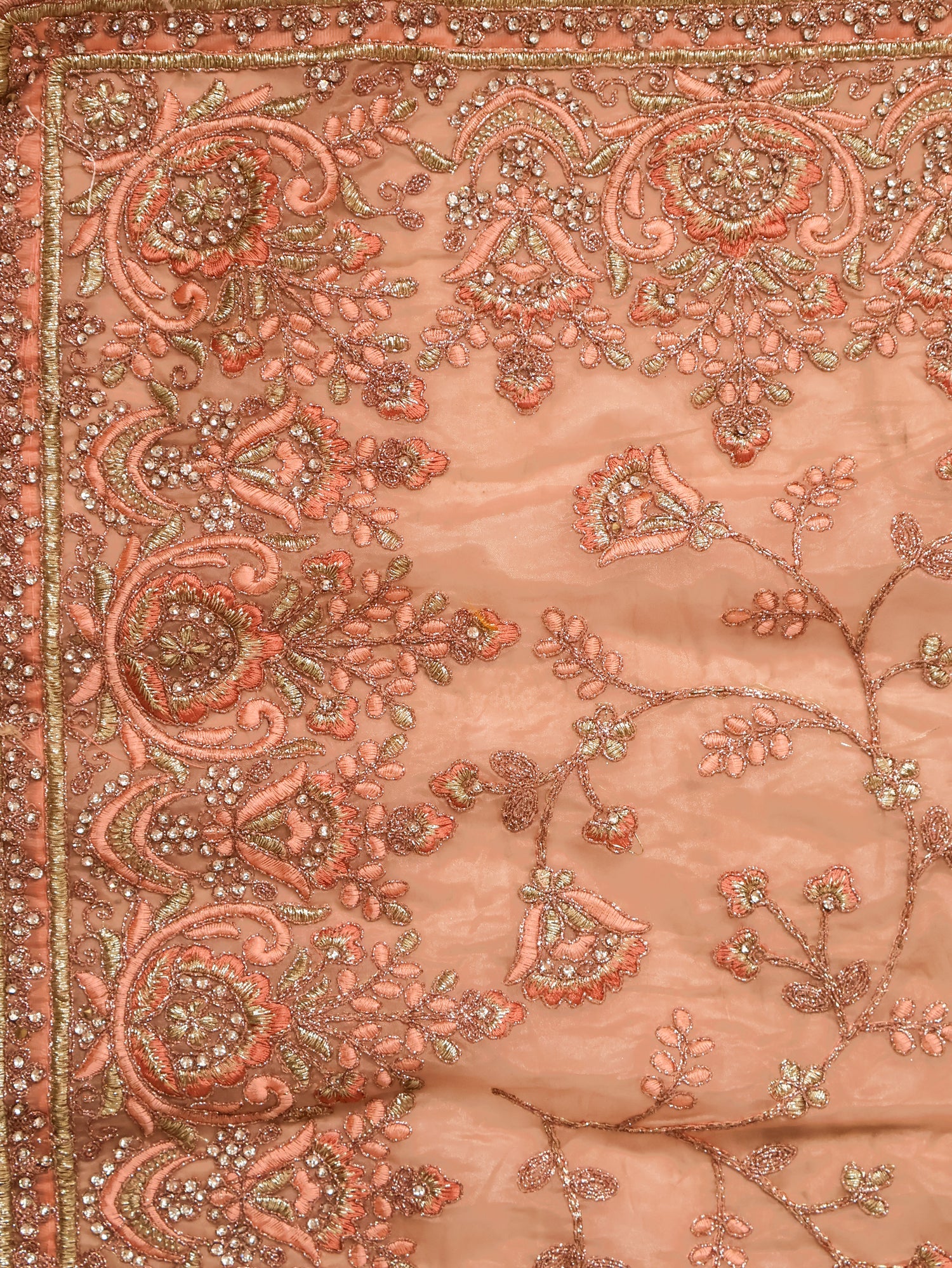 Designer Saree with Stone & Heavy Embroidery Work by Shreekama Peach Designer Sarees for Party Festival Wedding Occasion in Noida