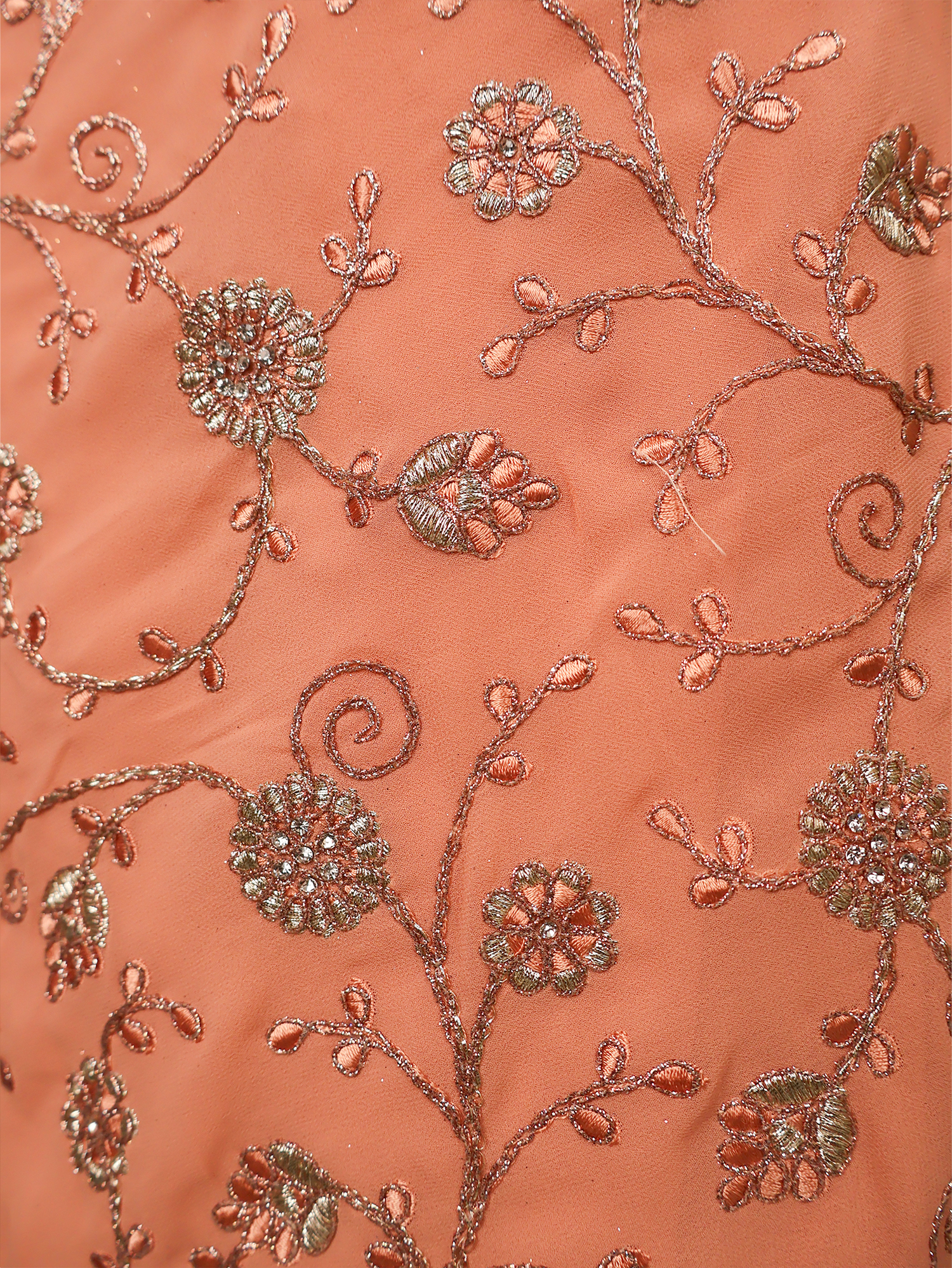 Designer Saree with Heavy Embroidery & Zari Thread Work by Shreekama Peach Designer Sarees for Party Festival Wedding Occasion in Noida