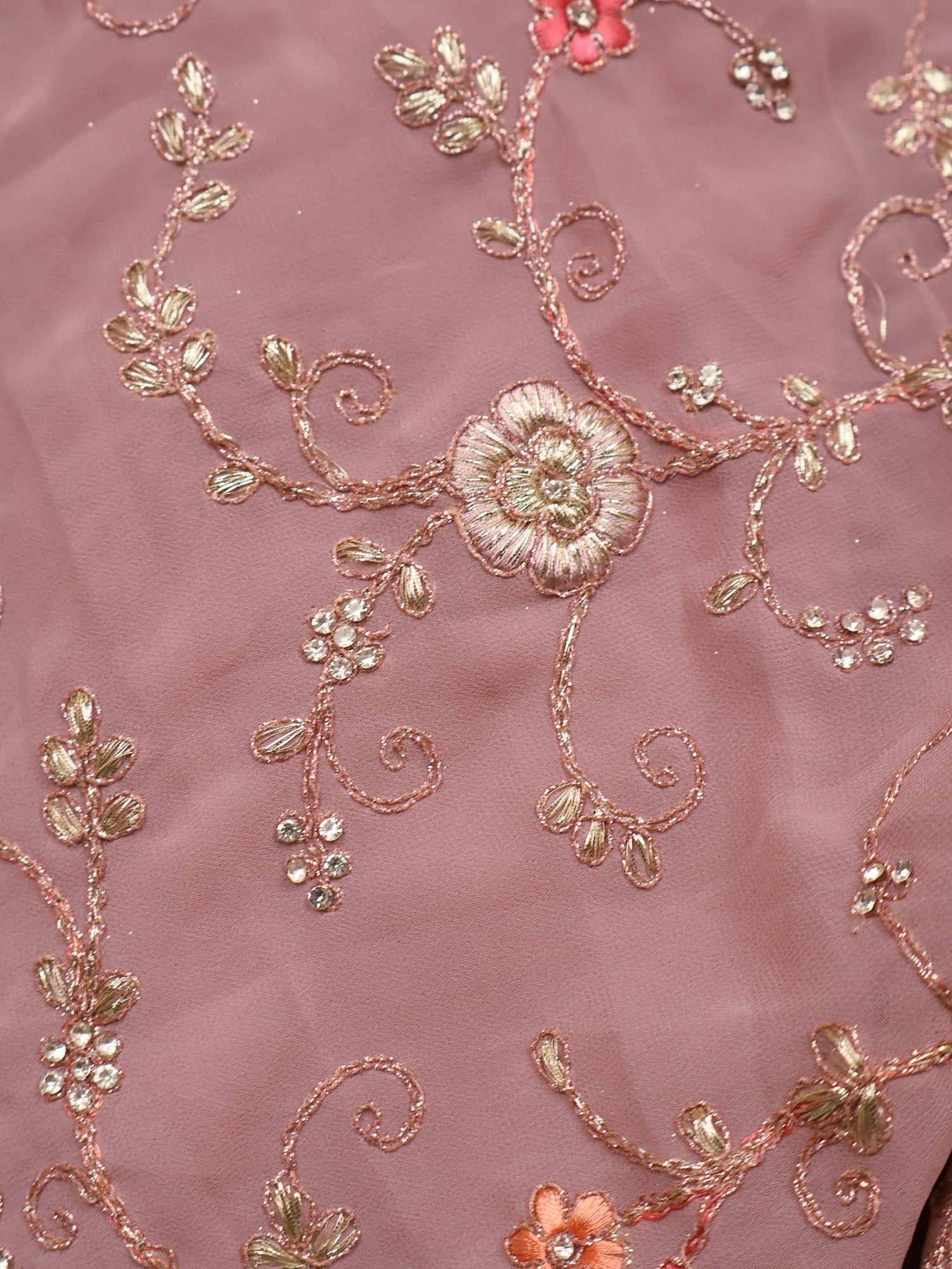 Designer Saree with Heavy Embroidery & Zari Thread Work by Shreekama Onion Designer Sarees for Party Festival Wedding Occasion in Noida