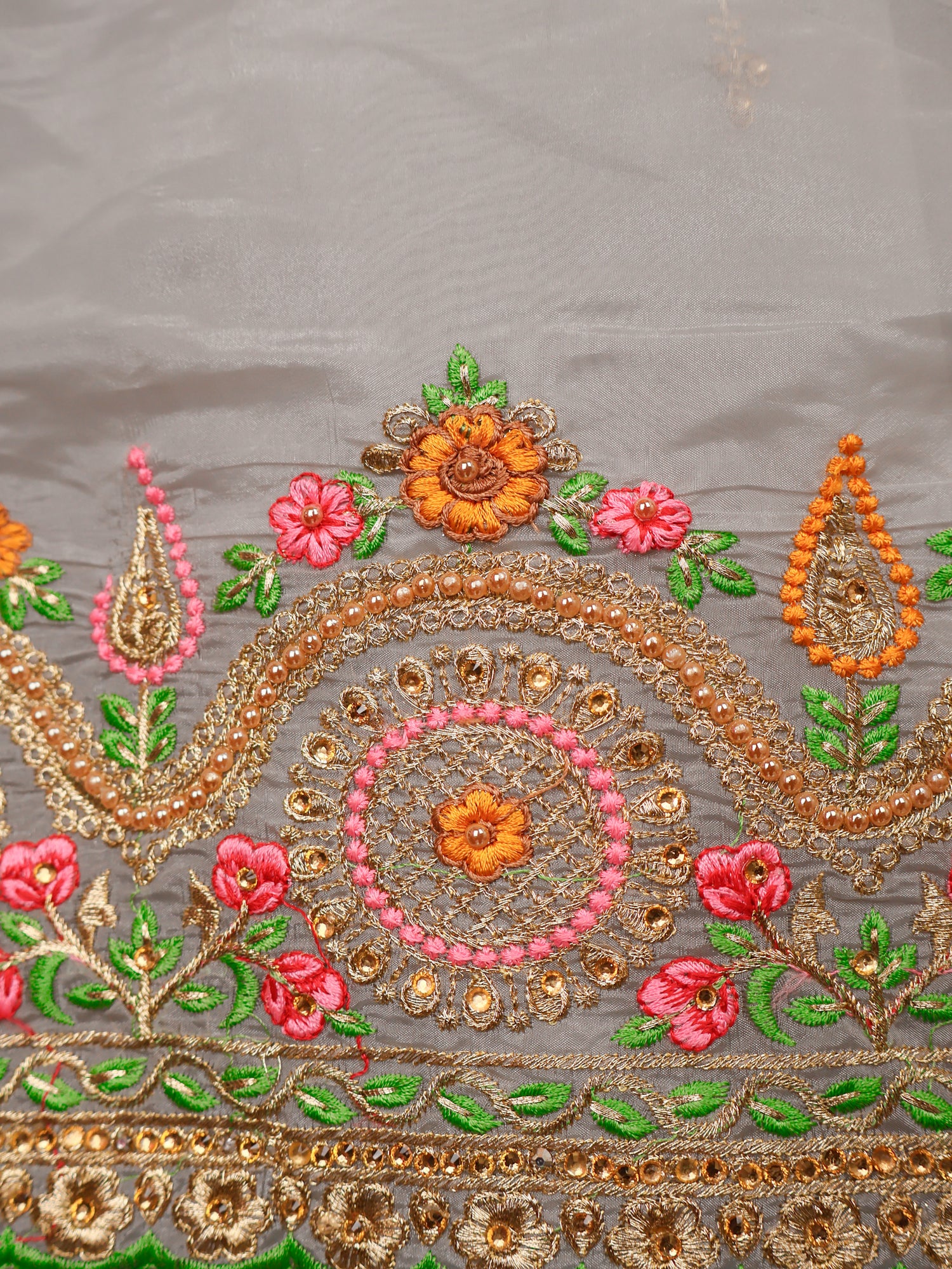 Designer Saree with Embroidery & Zari Thread Work by Shreekama Grey Designer Sarees for Party Festival Wedding Occasion in Noida