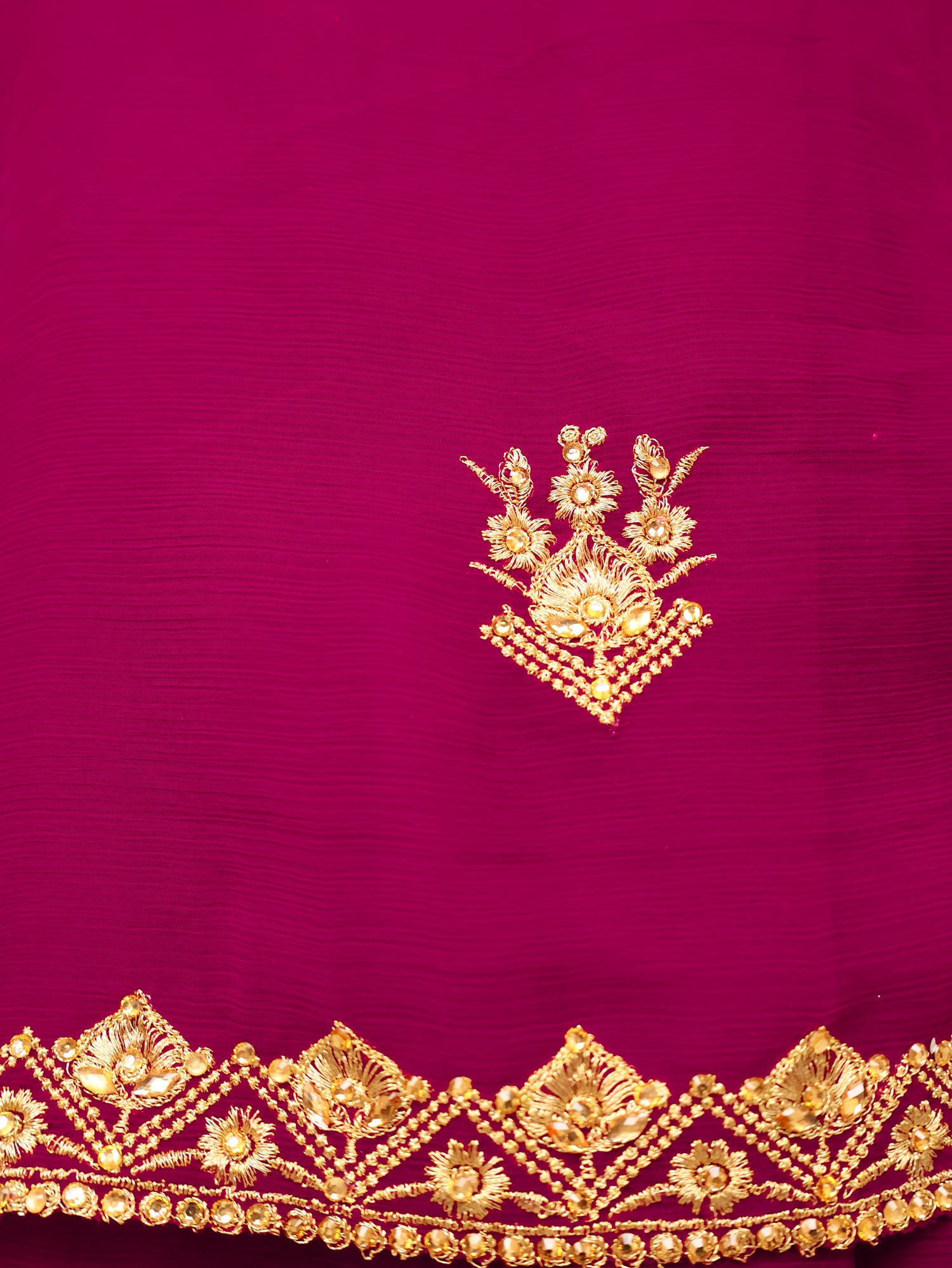 Designer Saree with Kundan & Zari Thread Work by Shreekama Wine Designer Sarees for Party Festival Wedding Occasion in Noida