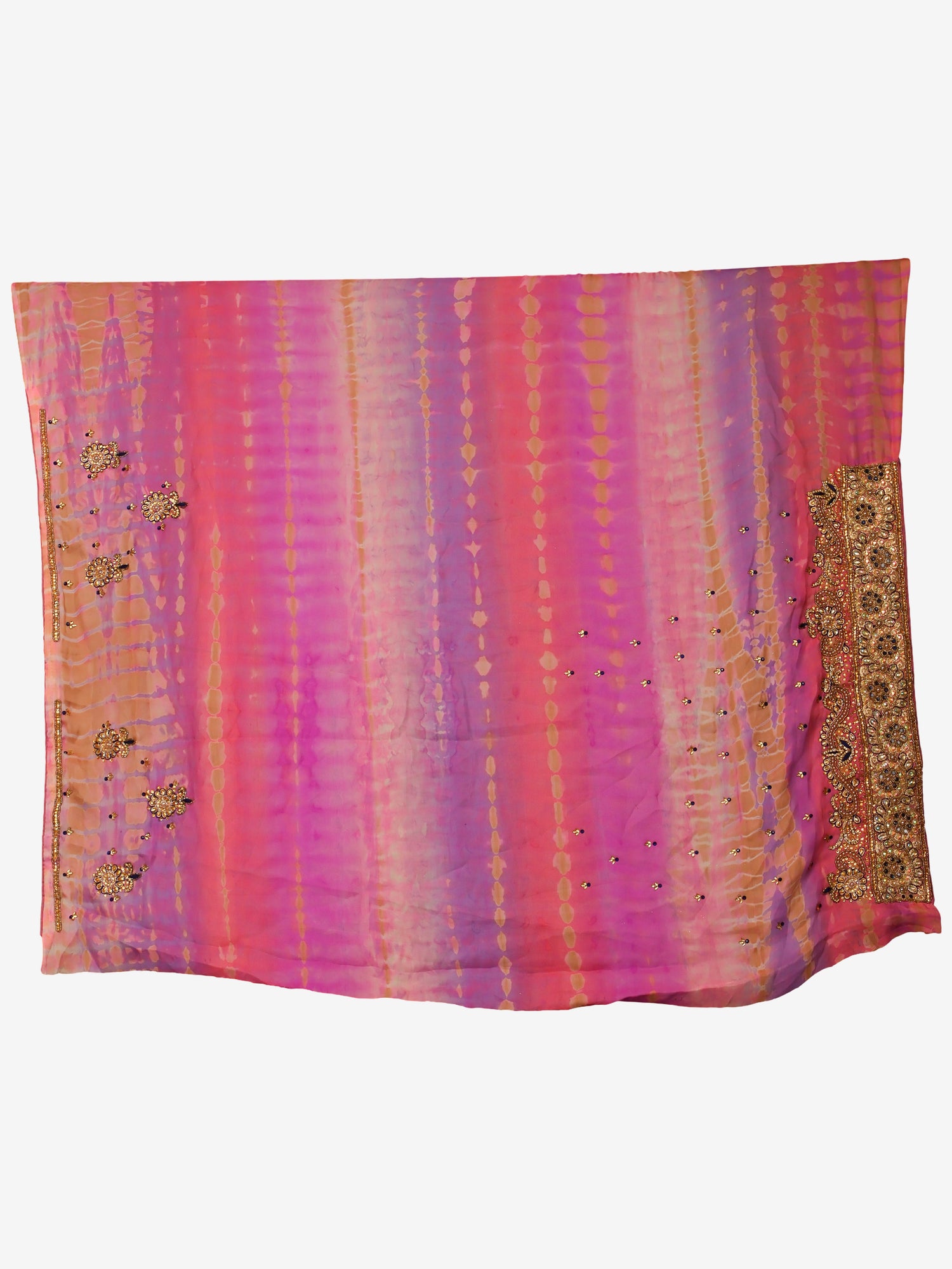 Designer Saree with Kundan & Cut Dana Work by Shreekama Pink Multi Designer Sarees for Party Festival Wedding Occasion in Noida