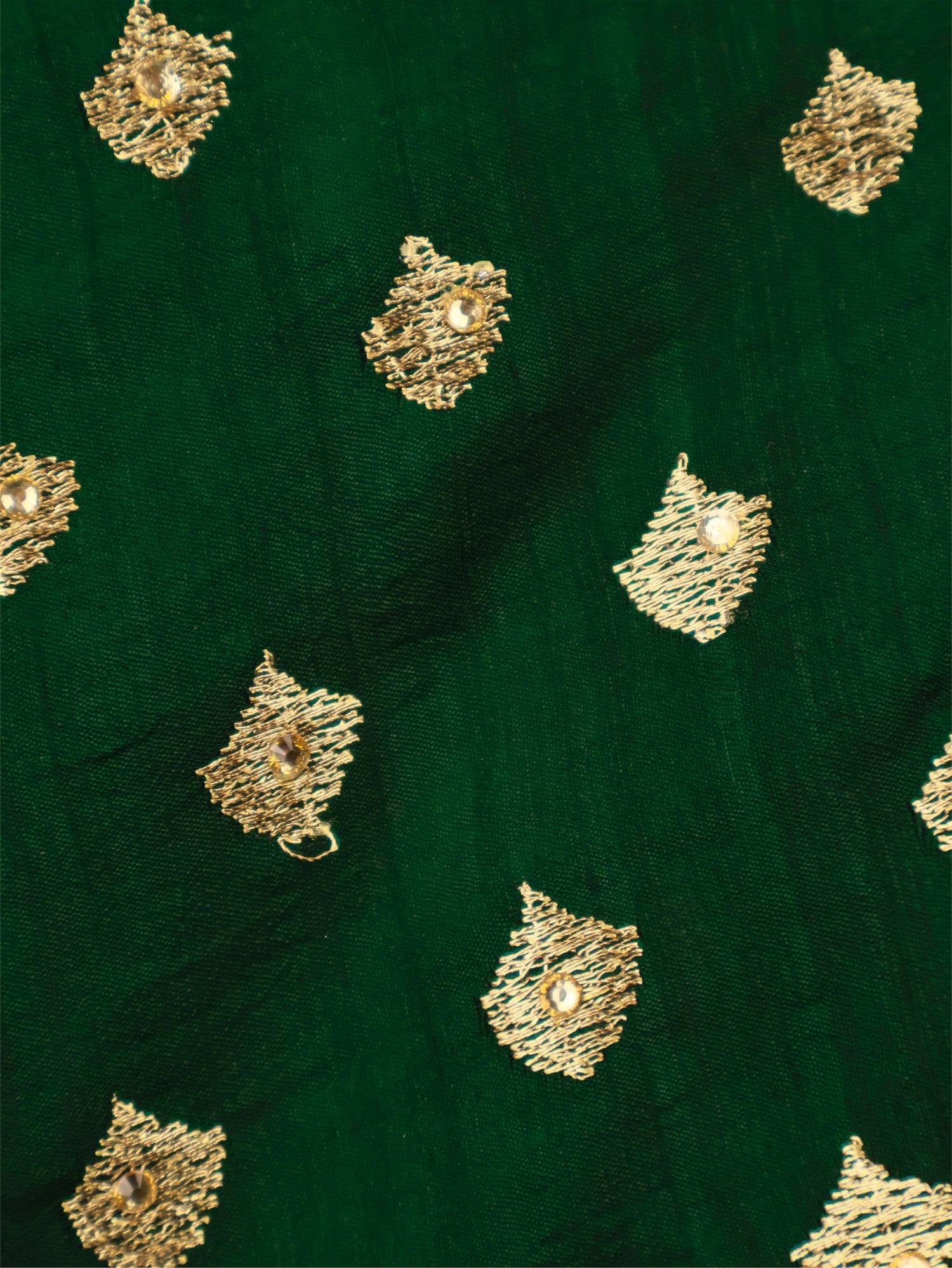 Designer Saree with Kundan & Heavy Embroidery Work by Shreekama Dark Green Designer Sarees for Party Festival Wedding Occasion in Noida