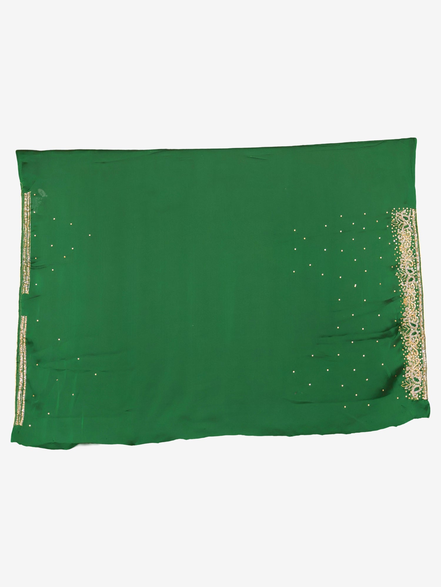 Designer Saree with Cut Dana & Kundan Work by Shreekama Dark Green Designer Sarees for Party Festival Wedding Occasion in Noida