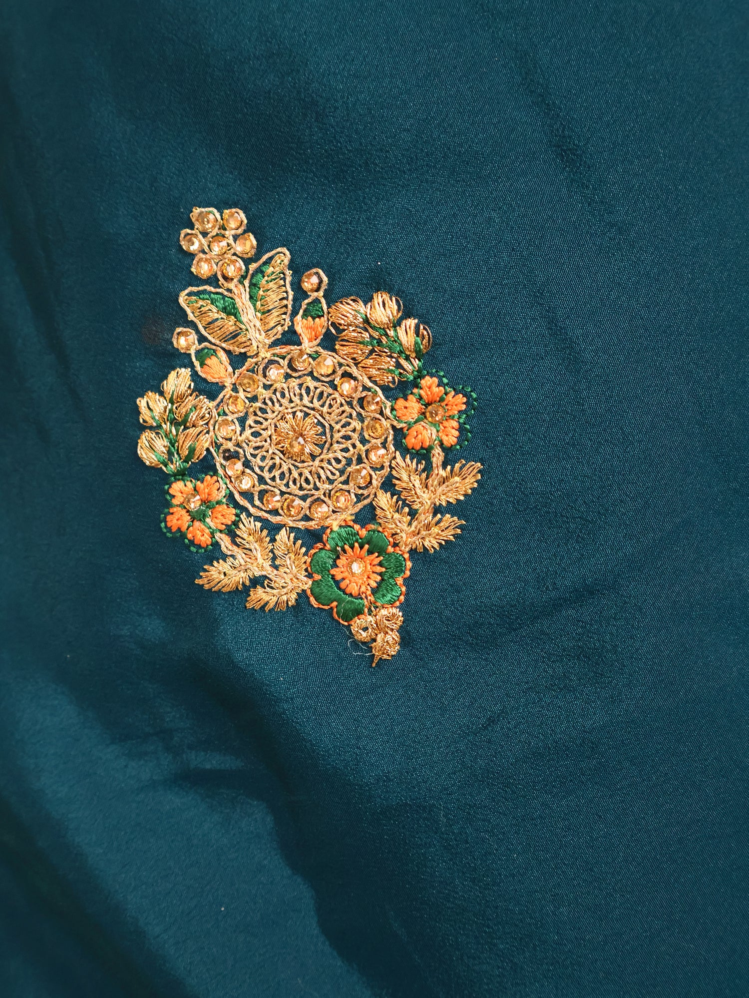 Designer Saree with Kundan & Embroidery Work by Shreekama Royal Blue Designer Sarees for Party Festival Wedding Occasion in Noida