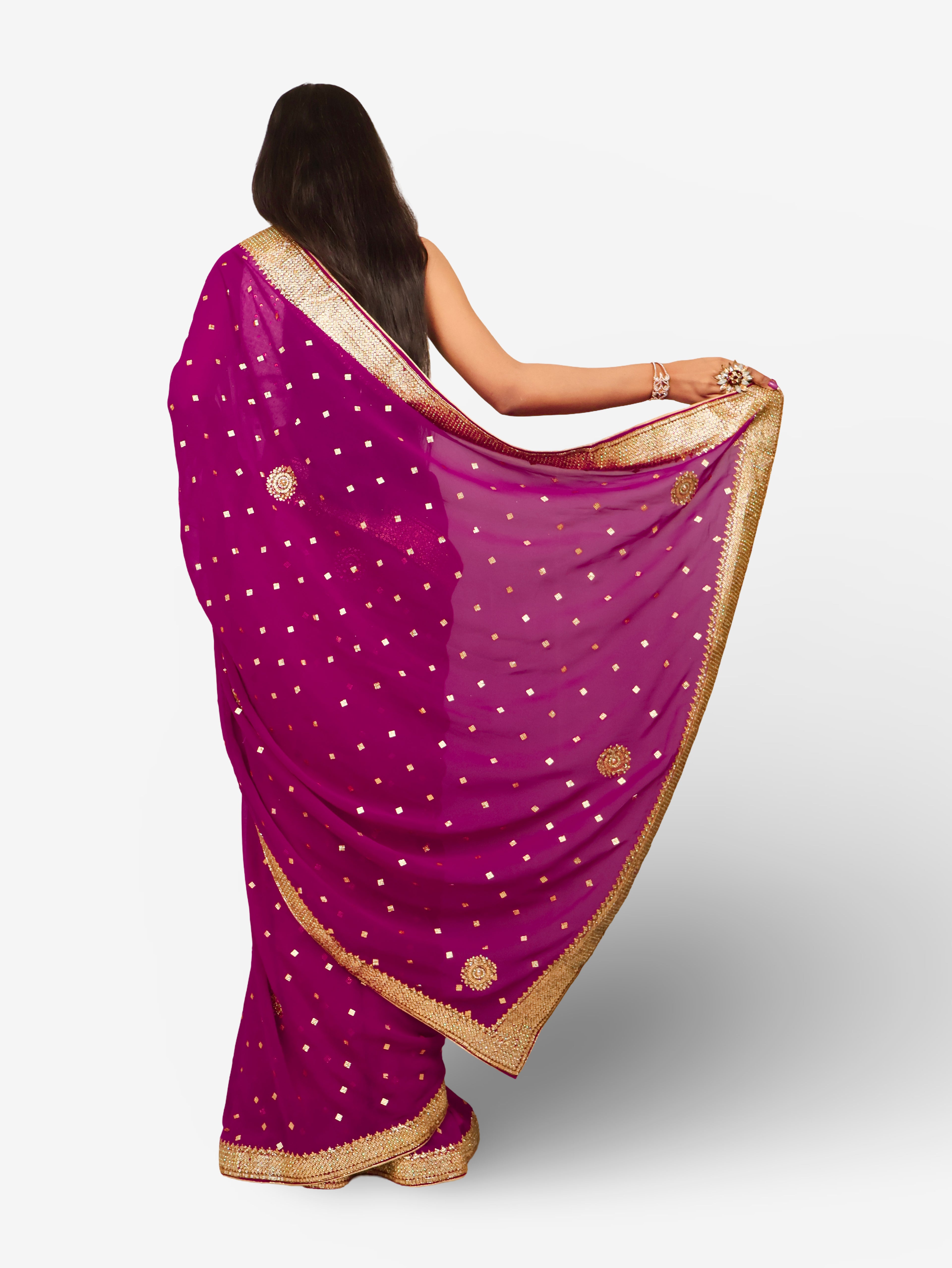Designer Saree with Cut Dana & Beads by Shreekama Wine Designer Sarees for Party Festival Wedding Occasion in Noida