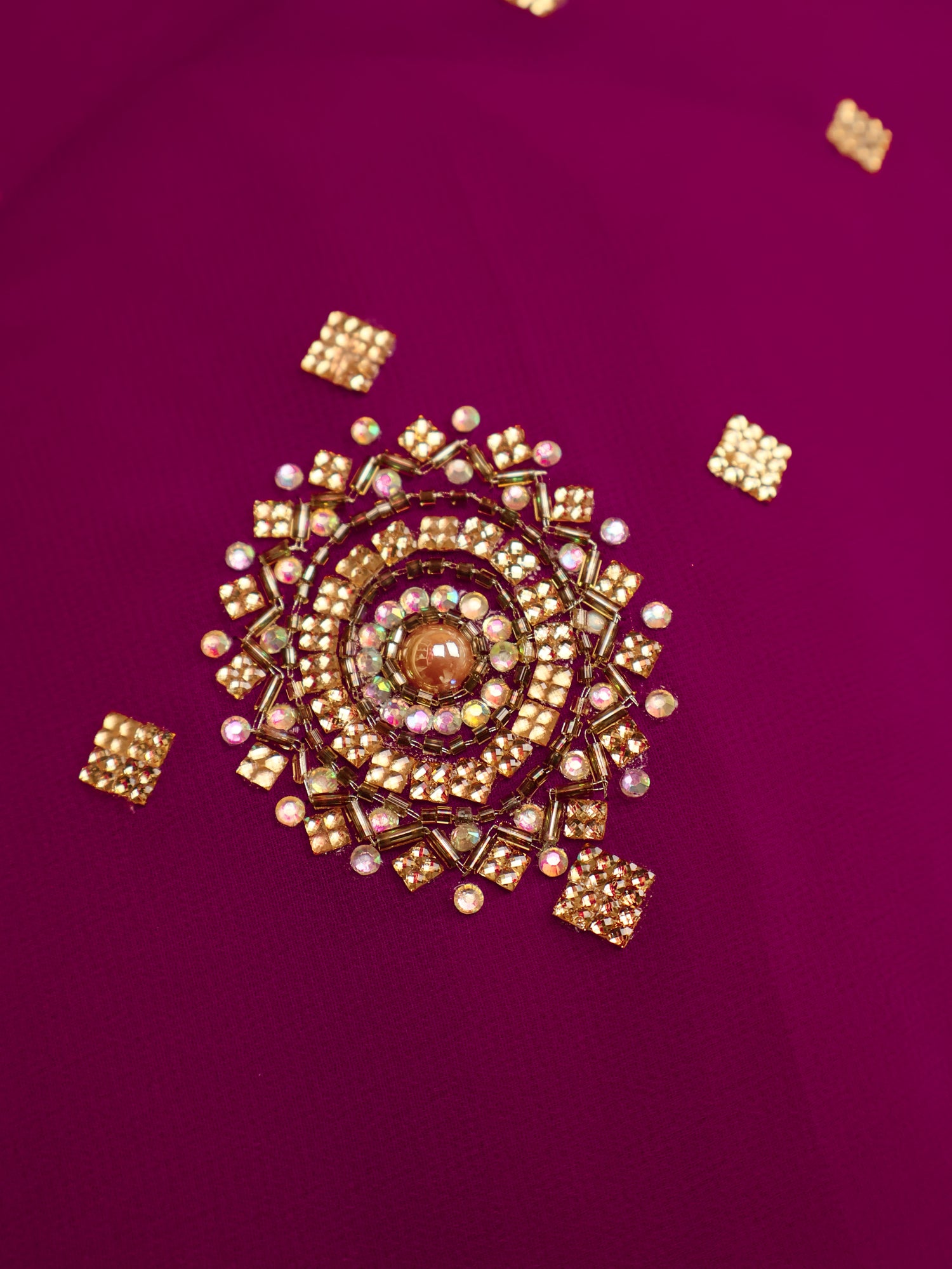 Designer Saree with Cut Dana & Beads by Shreekama Wine Designer Sarees for Party Festival Wedding Occasion in Noida