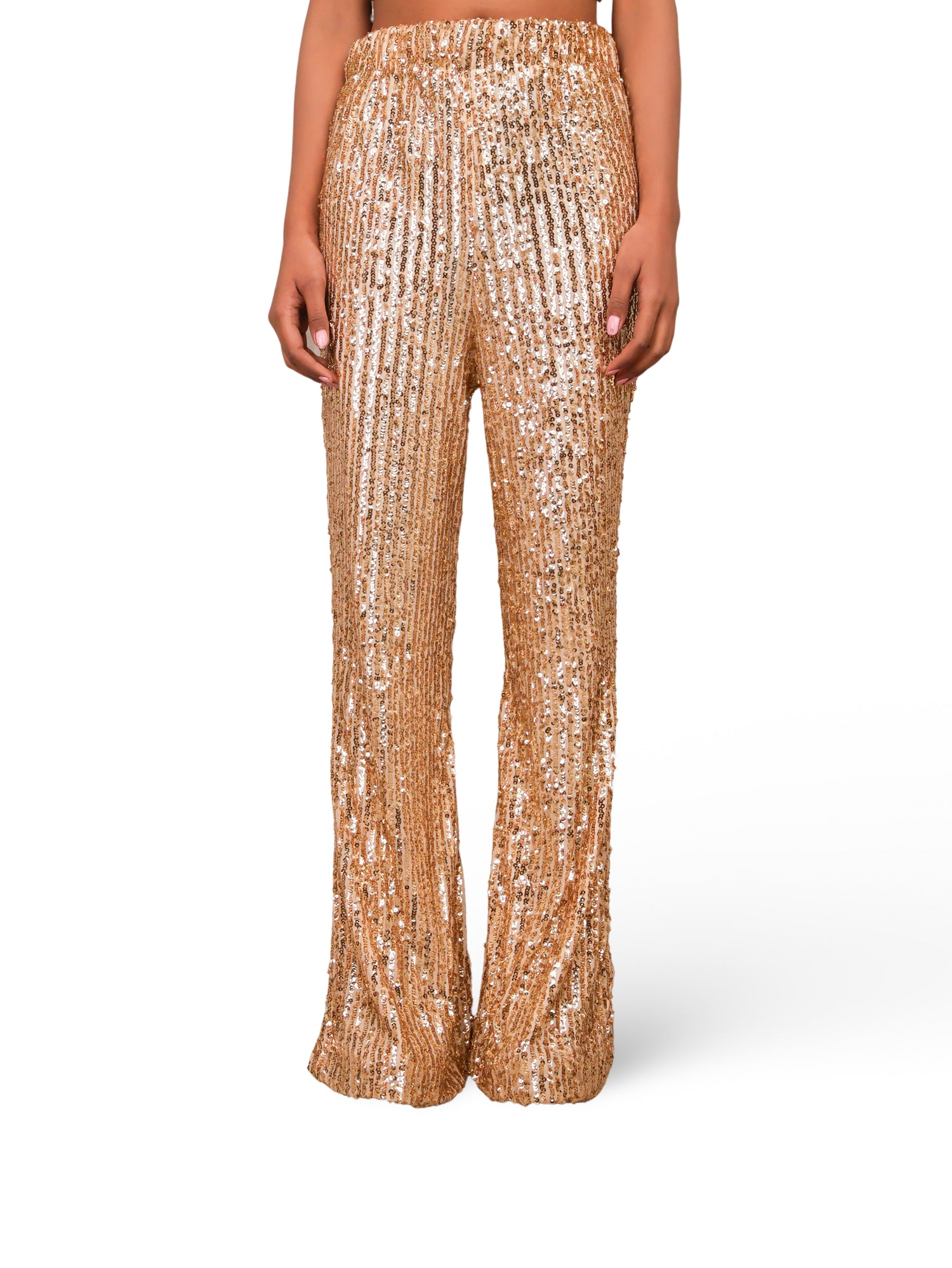 Sequins Spaghetti Neck Co-Ord Set by Shreekama Gold Dress for Party Festival Wedding Occasion in Noida