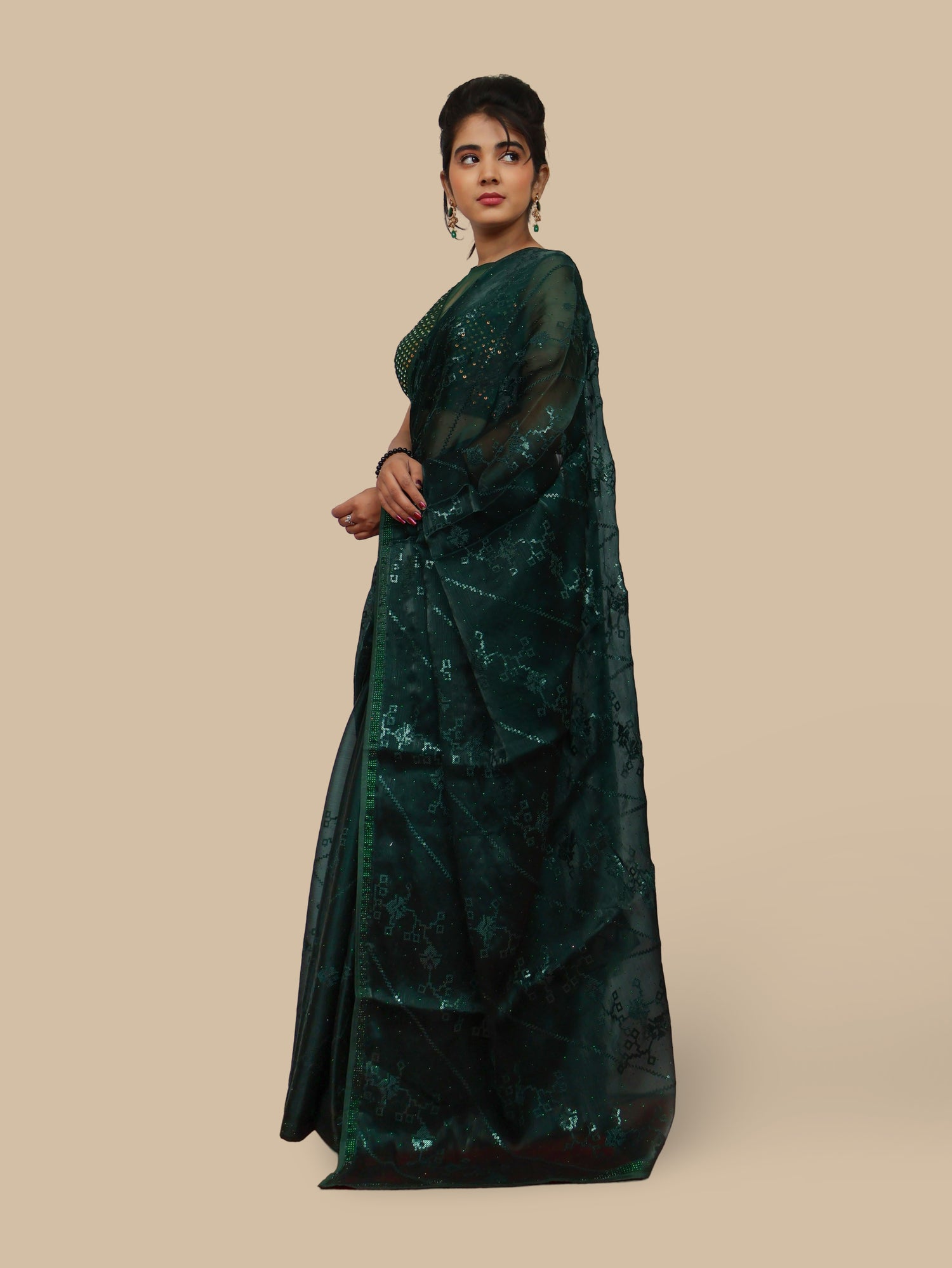 Designer Saree with Heavy Sequin & Stone Work by Shreekama