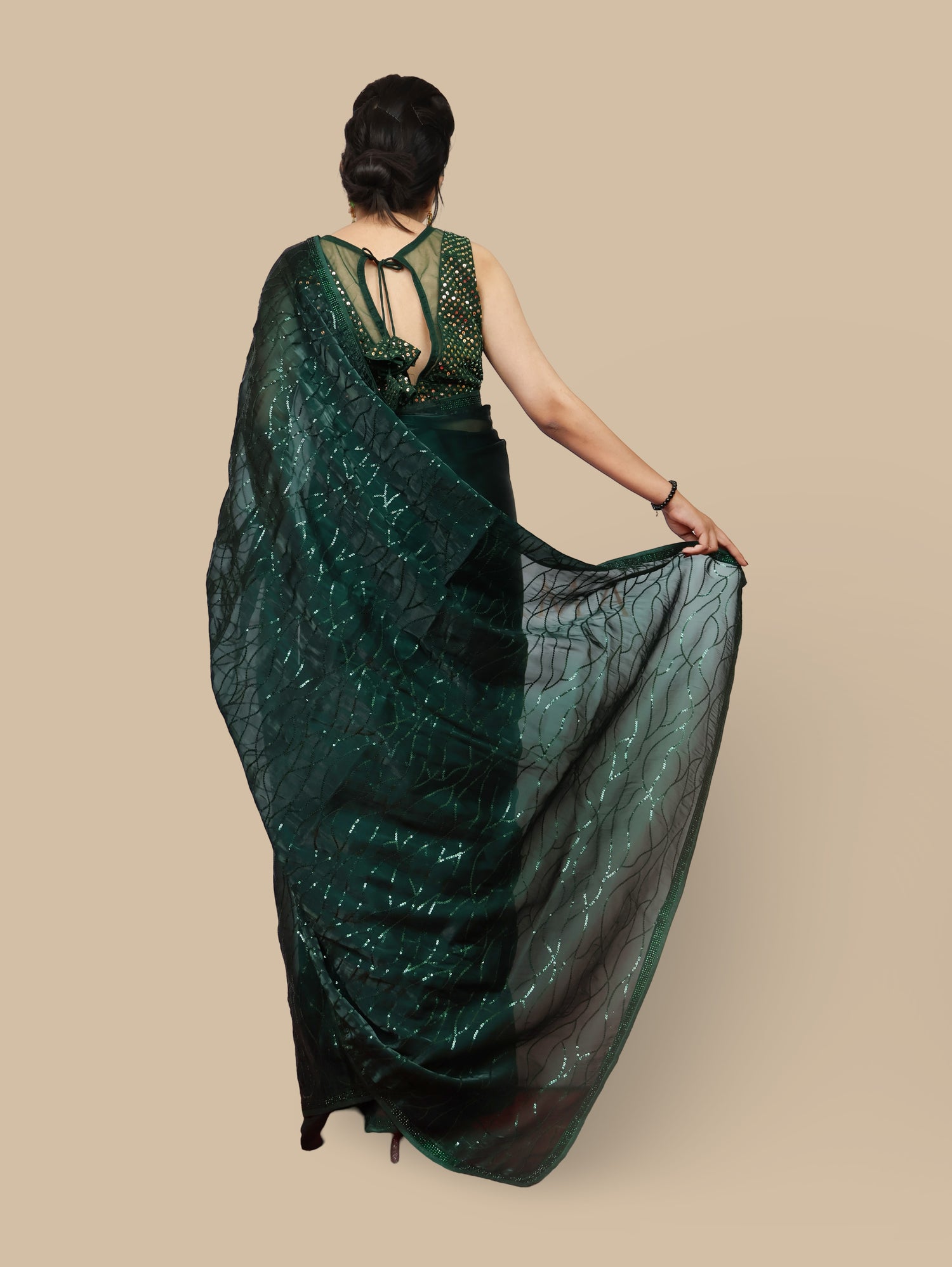 Designer Saree with Heavy Sequin & Stone Work by Shreekama