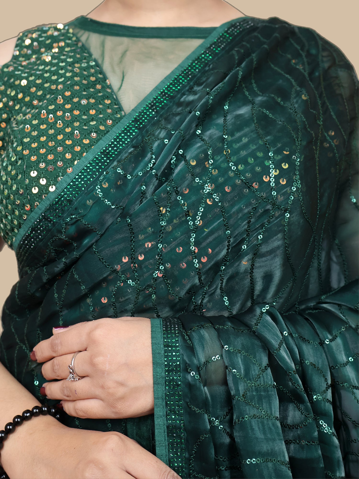 Designer Saree with Heavy Sequin & Stone Work by Shreekama