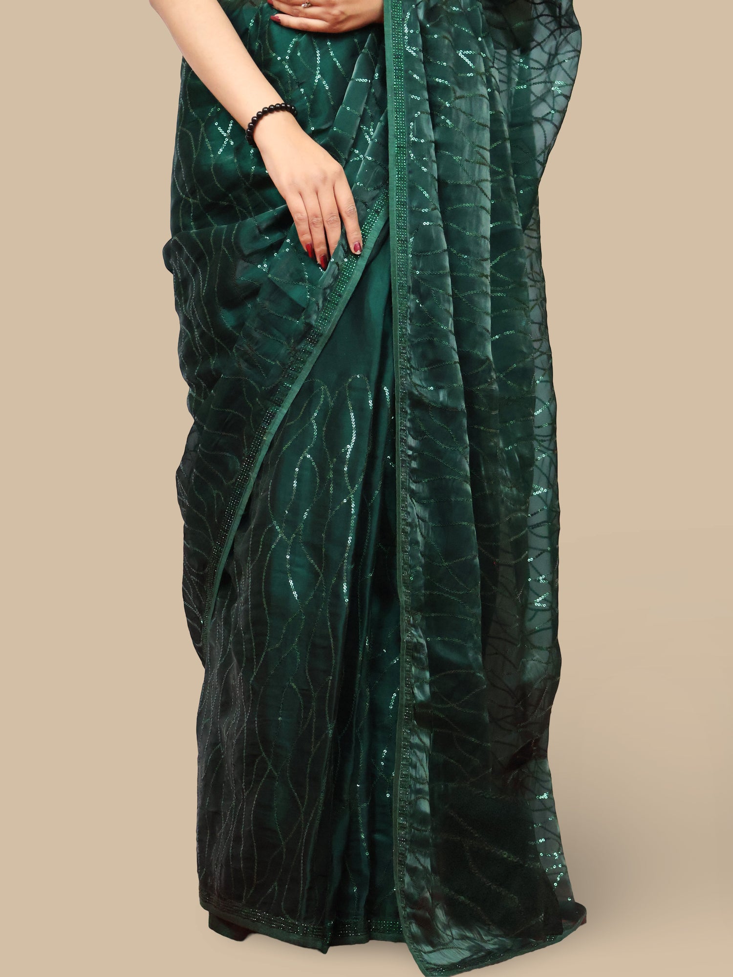 Designer Saree with Heavy Sequin & Stone Work by Shreekama