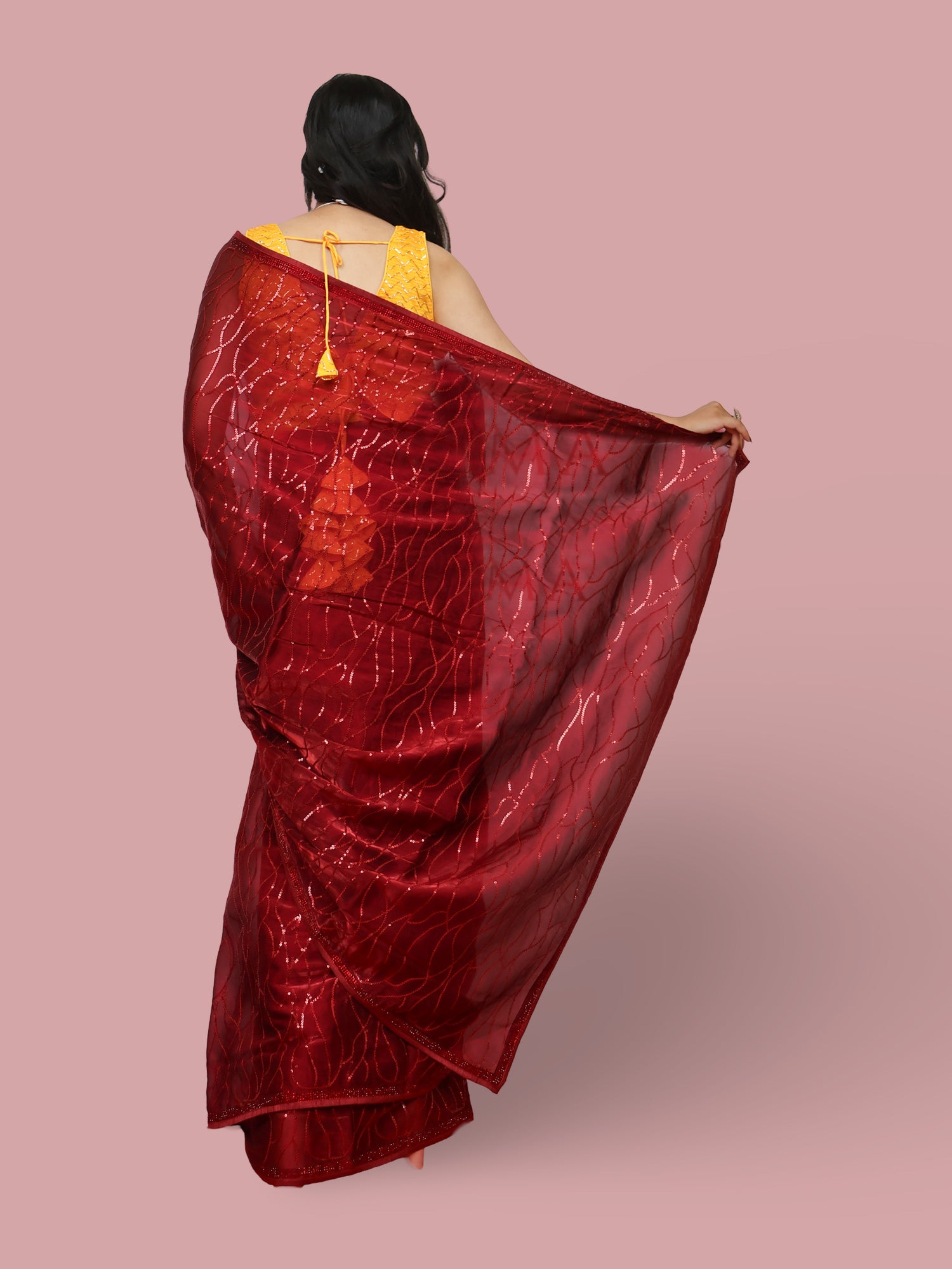 Designer Saree with Heavy Sequin & Stone Work by Shreekama