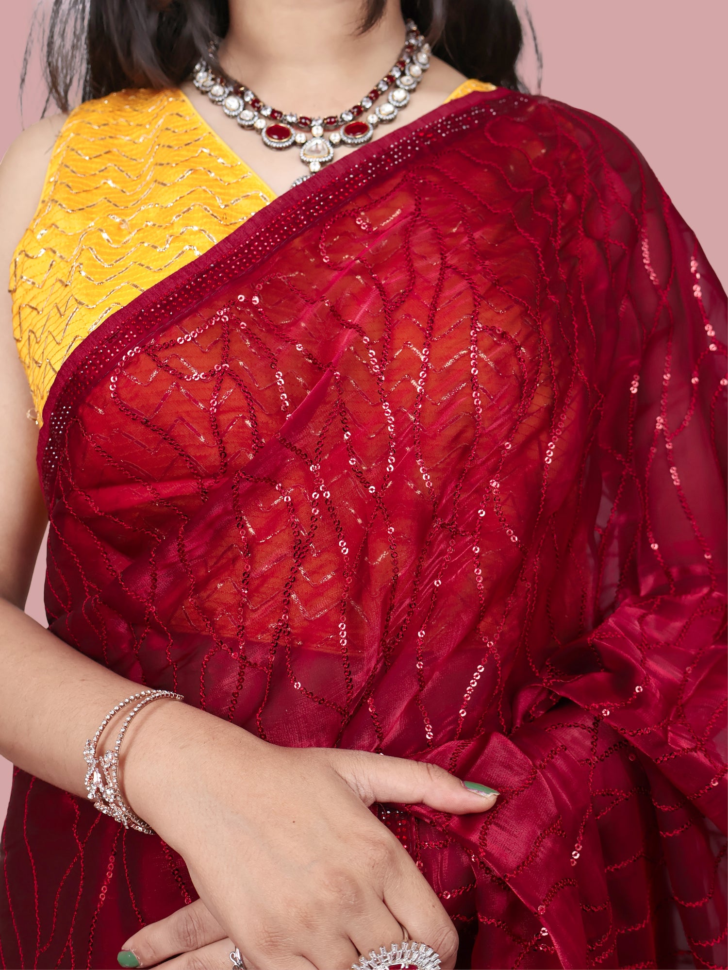 Designer Saree with Heavy Sequin & Stone Work by Shreekama
